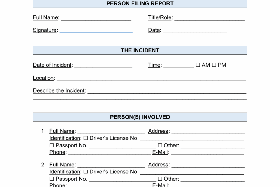 Free Incident Report Templates 18 Sample PDF Word EForms