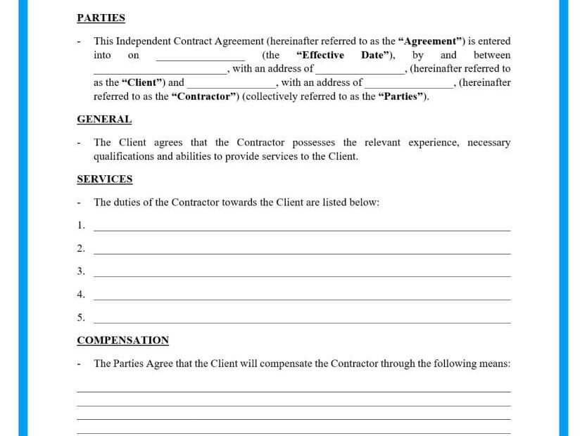Free Independent Contractor Agreement For Download
