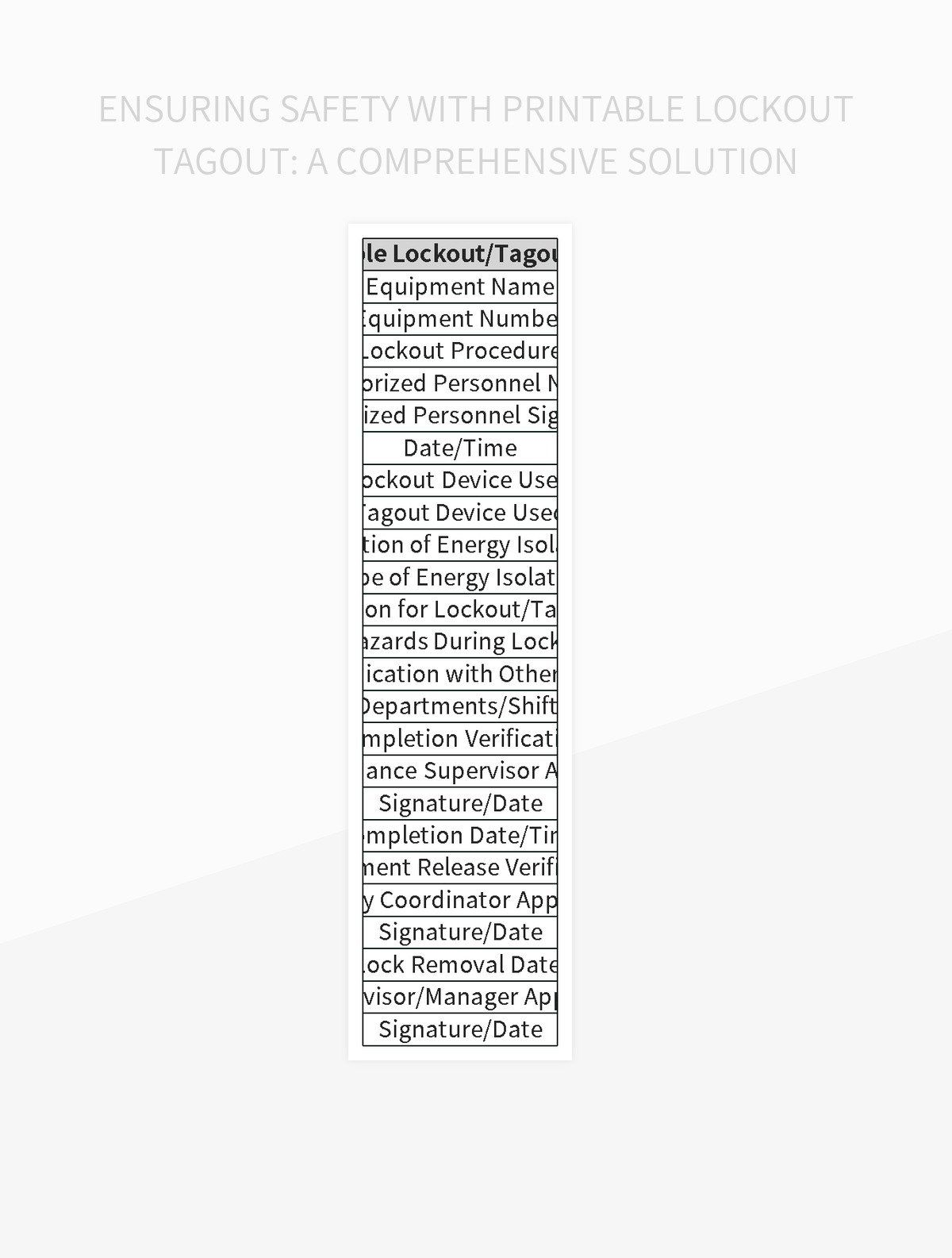 Free Industrial Safety Templates For Google Sheets And Microsoft Excel Slidesdocs