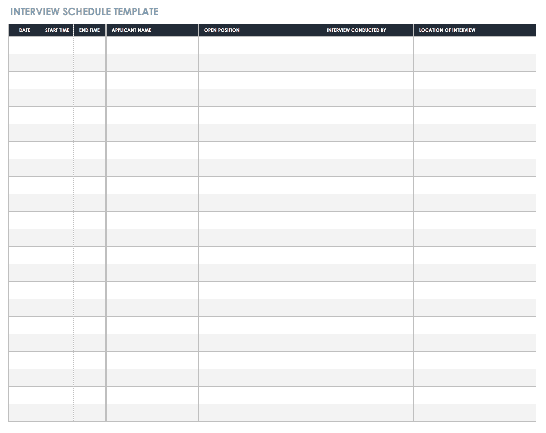 interview schedule template excel