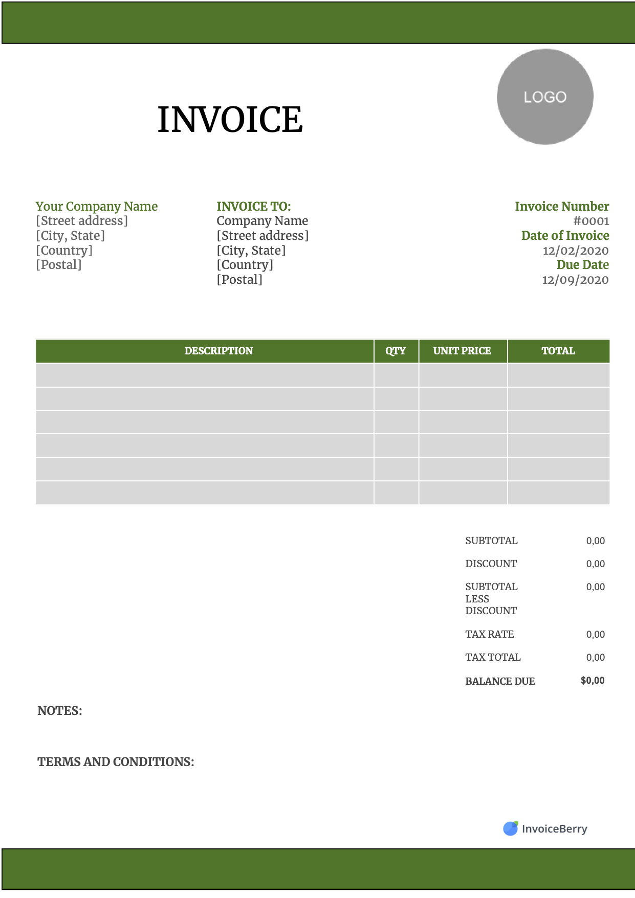 free printable billing invoice template