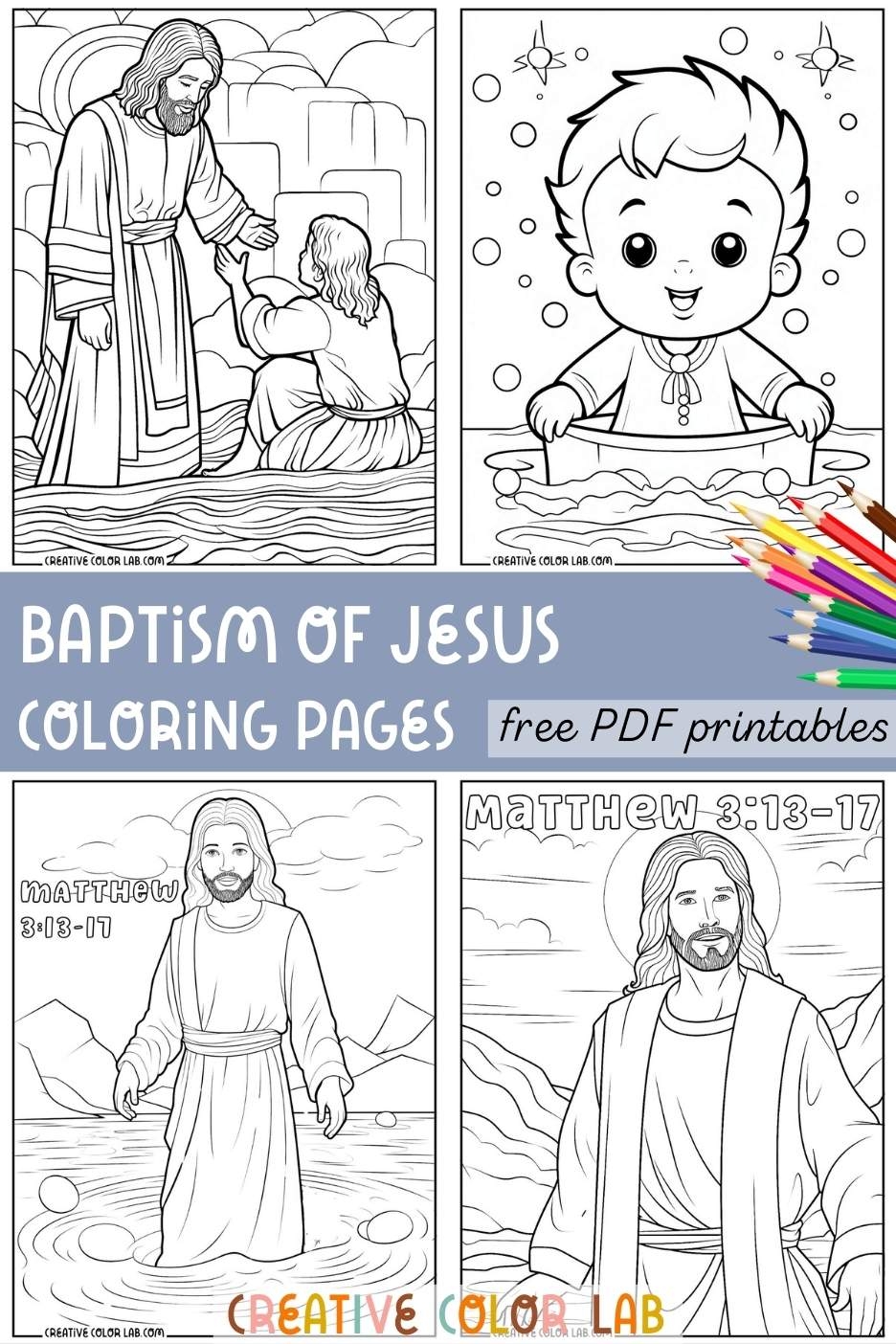 Free Jesus Baptized Coloring Pages Printable Baptisms PDFs