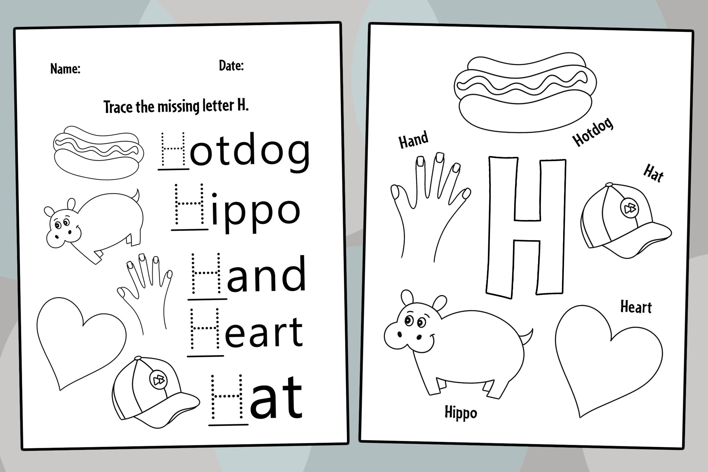 h preschool worksheet