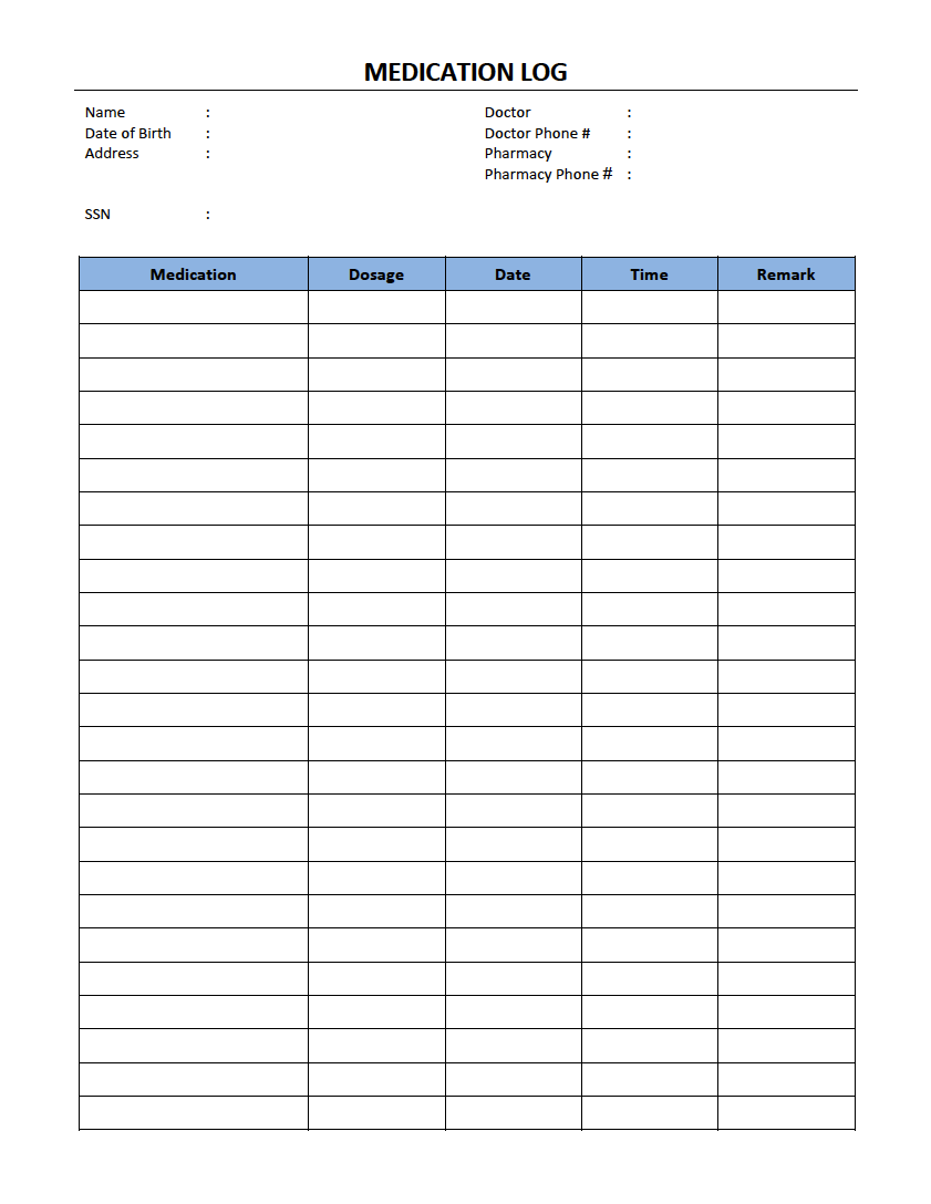 medication log printable