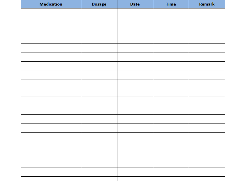 Free Medication Schedule Templates PDF WORD EXCEL