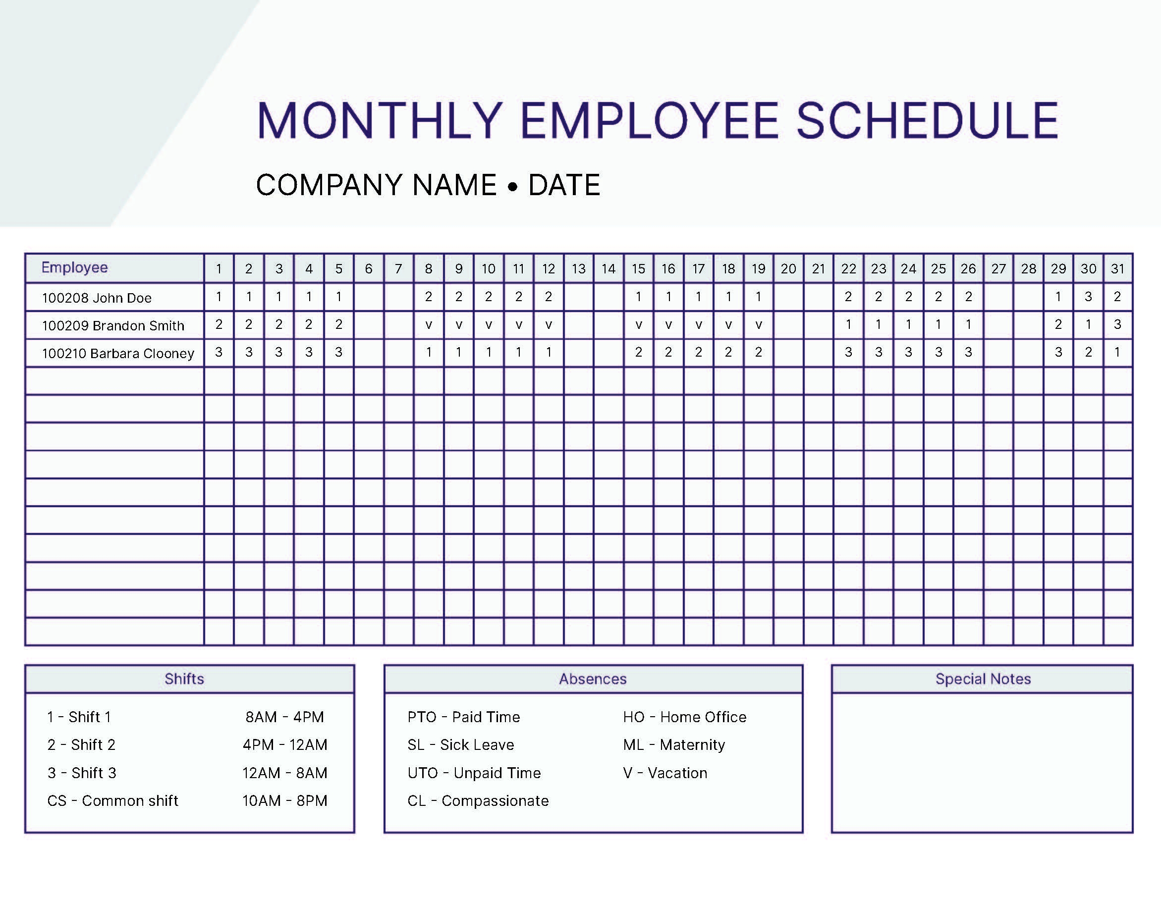 Free Monthly Work Schedule Template 2024 Version Homebase
