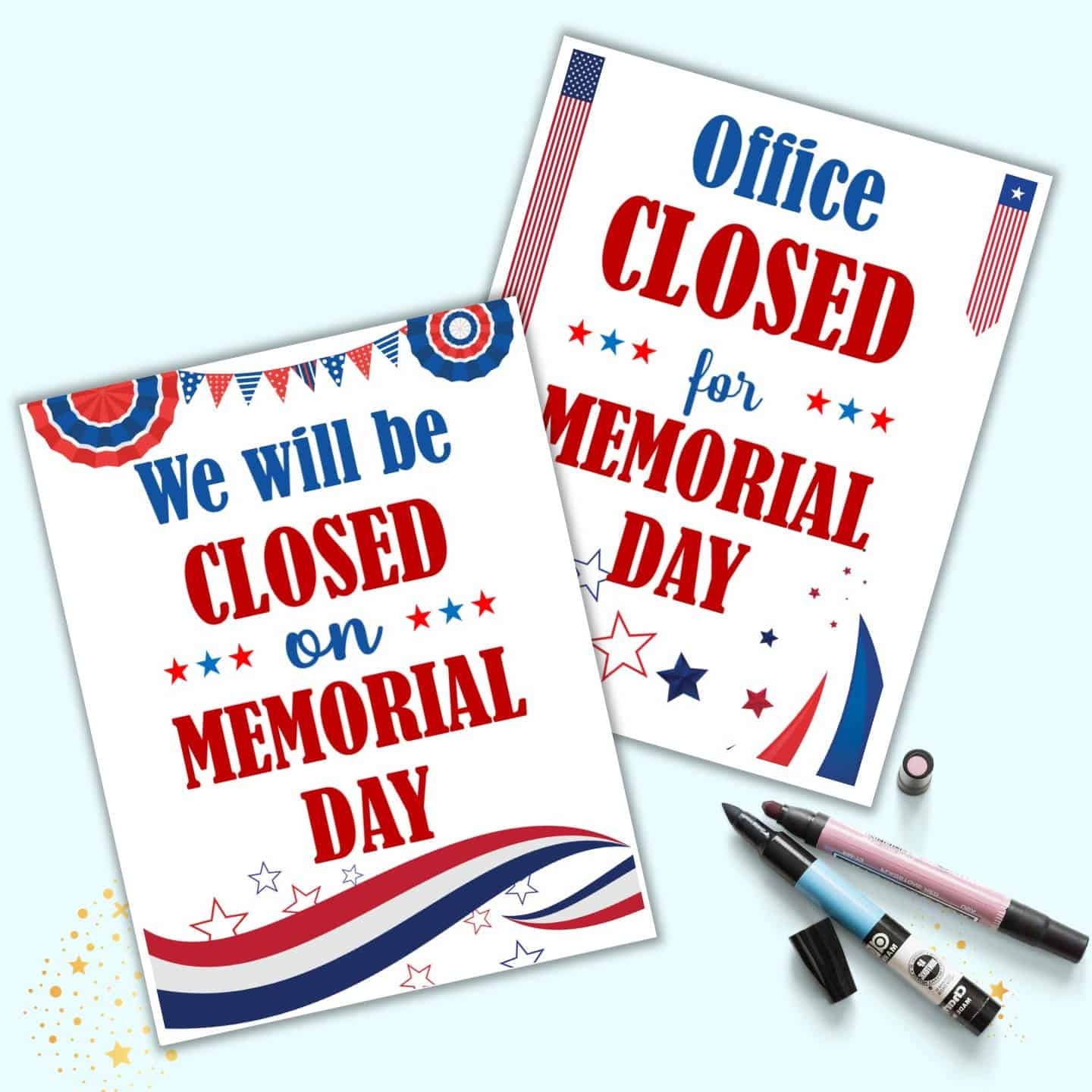 printable closed signs for memorial day