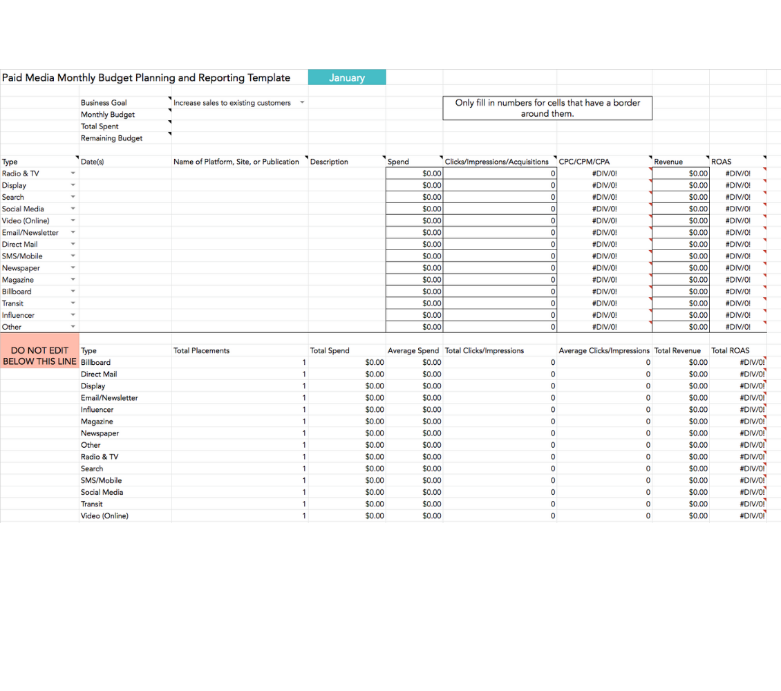 Free Paid Media Template Download Media Buying U0026 Planning Template