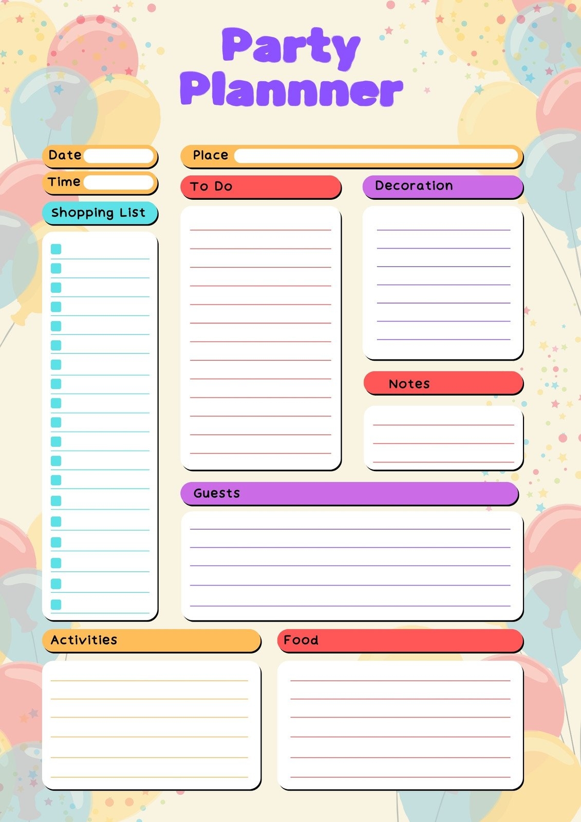 Free Party Planner Templates To Customize And Print Canva