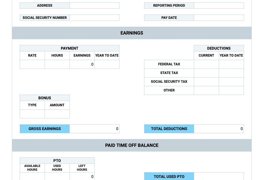 Free Pay Stub Templates Clockify