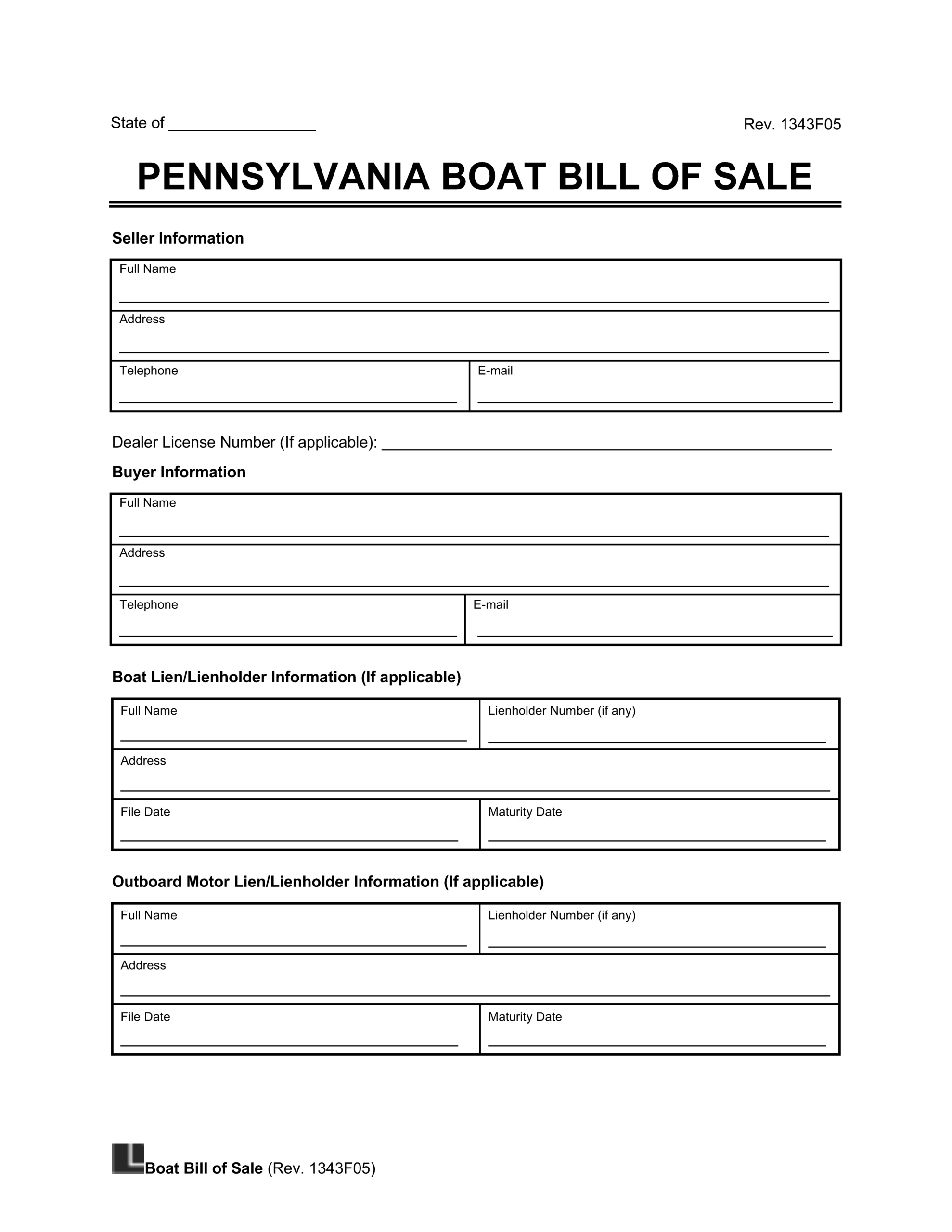 Free Pennsylvania Boat Bill Of Sale Template PDF U0026 Word