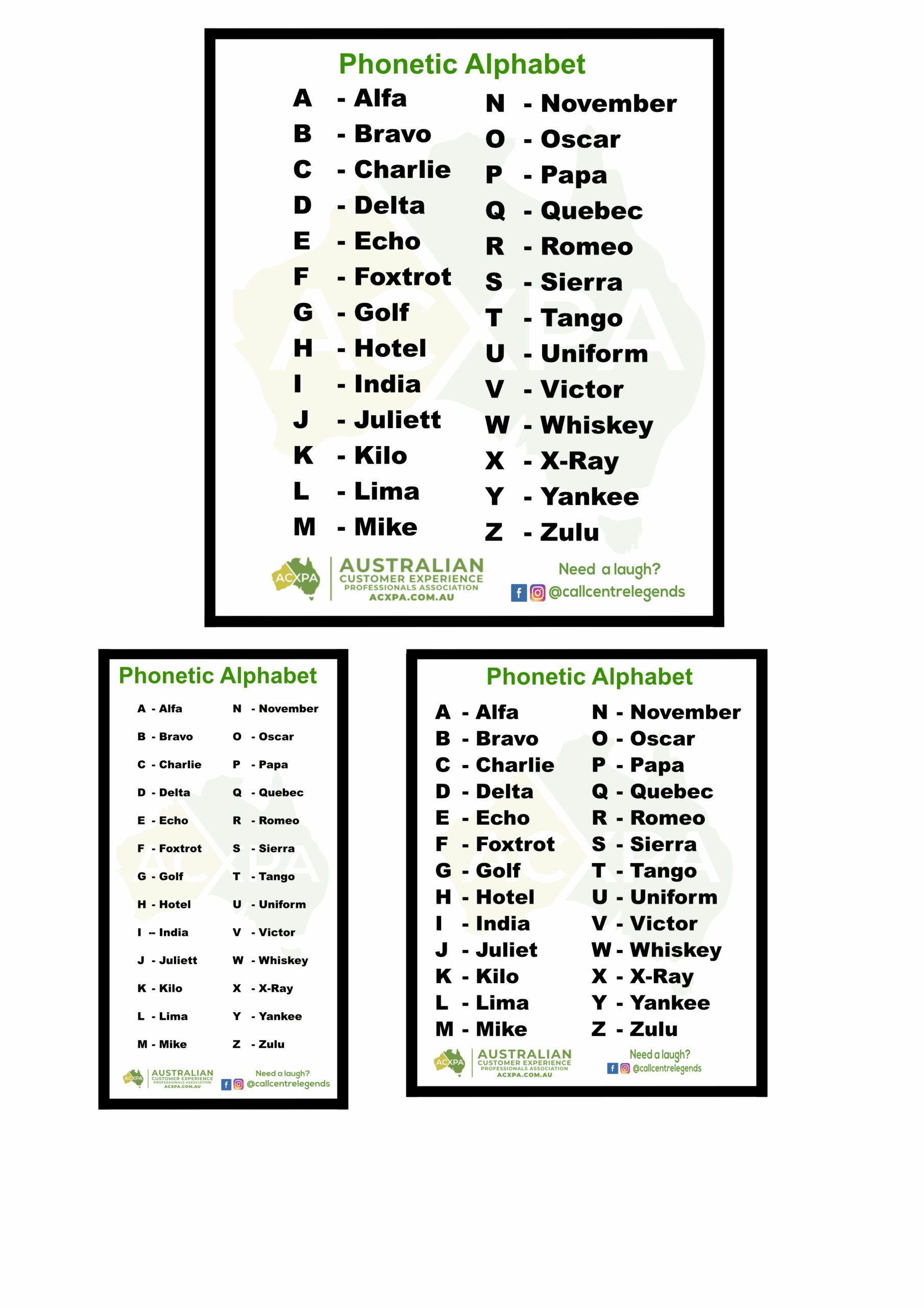 Free Phonetic Alphabet Chart NATO Army Letters Alphabet 