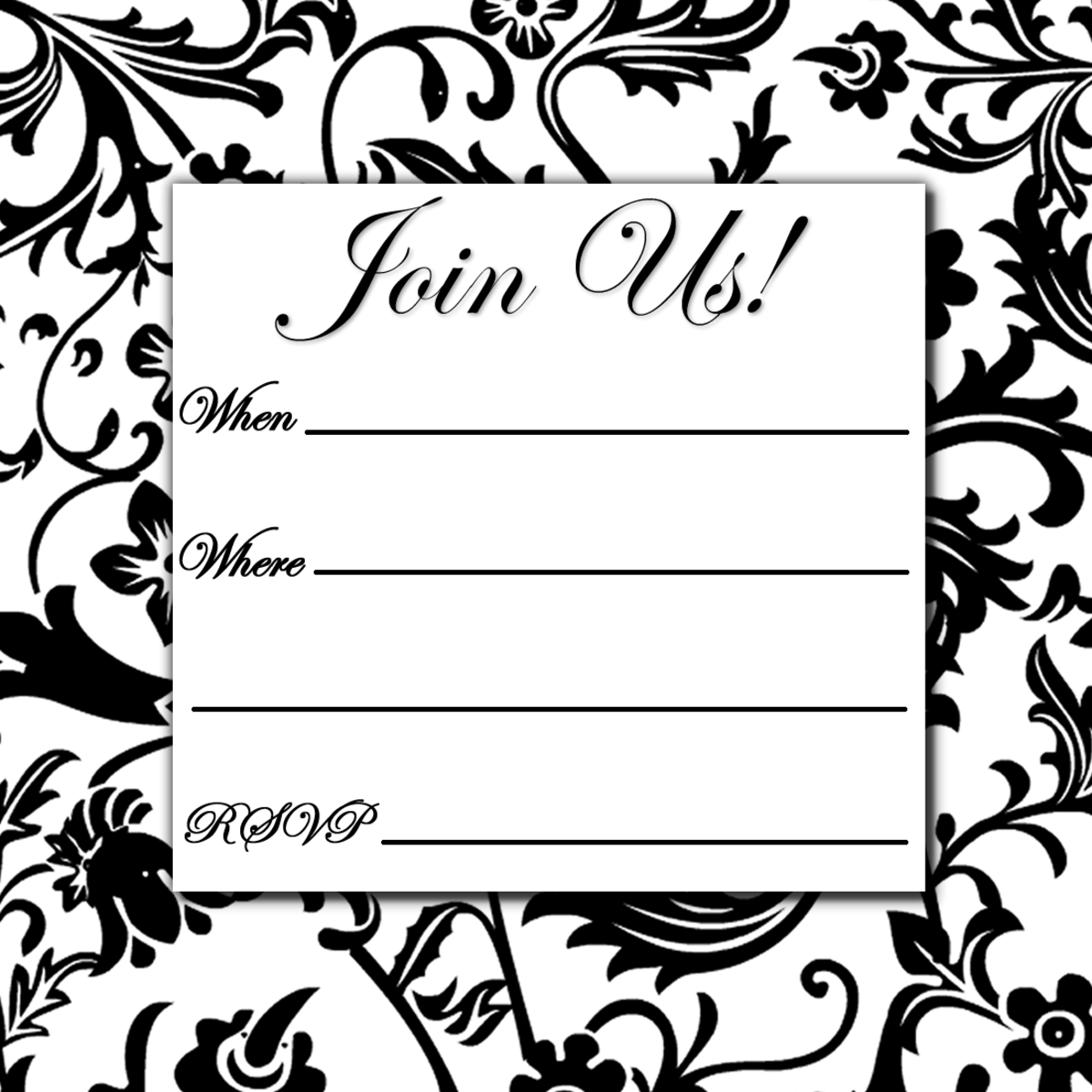 free printable black and white birthday invitation templates