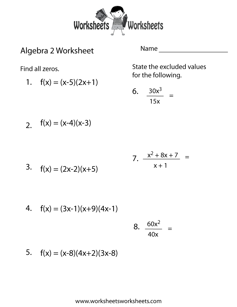 math worksheets algebra