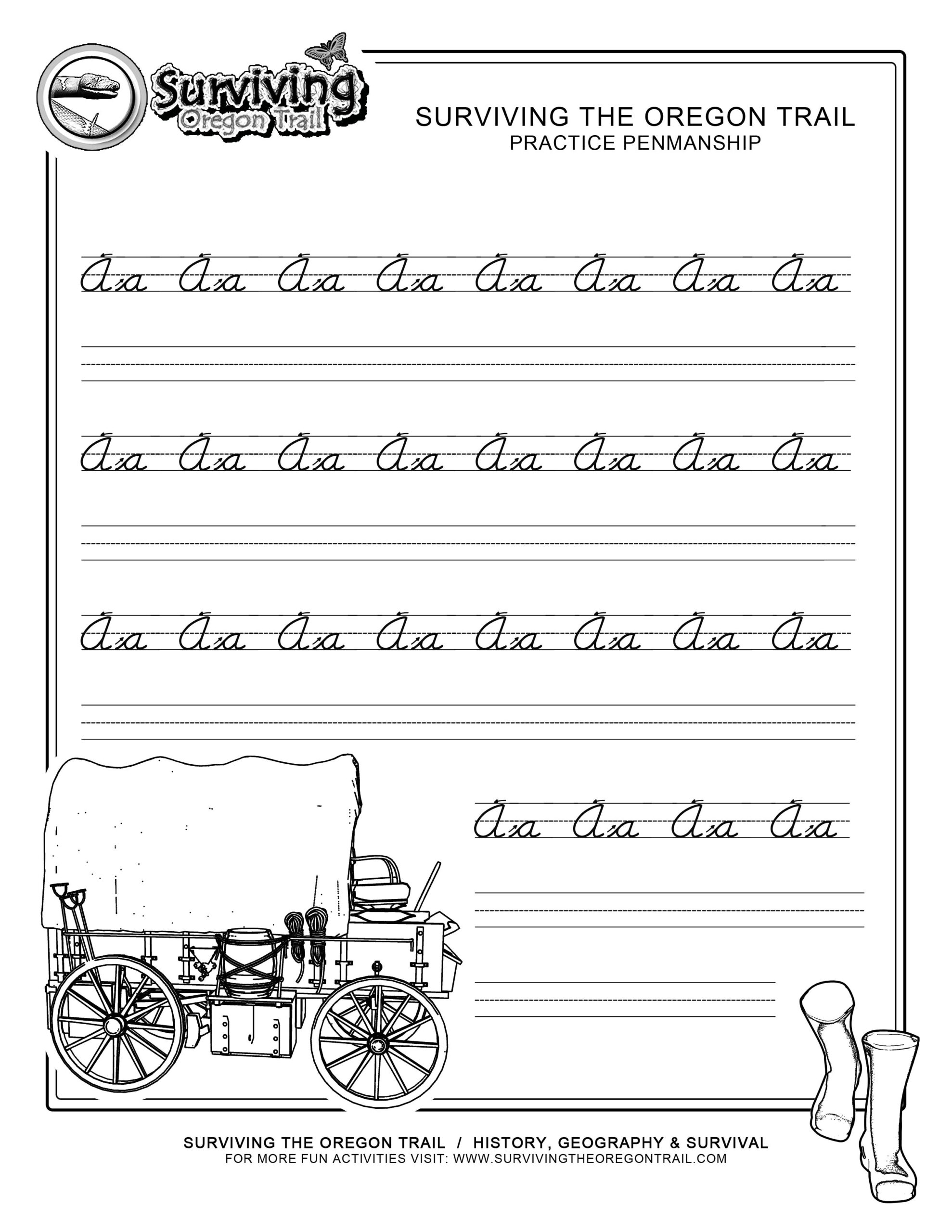 Free Printable Beginner Practice Cursive Worksheet A A Only 