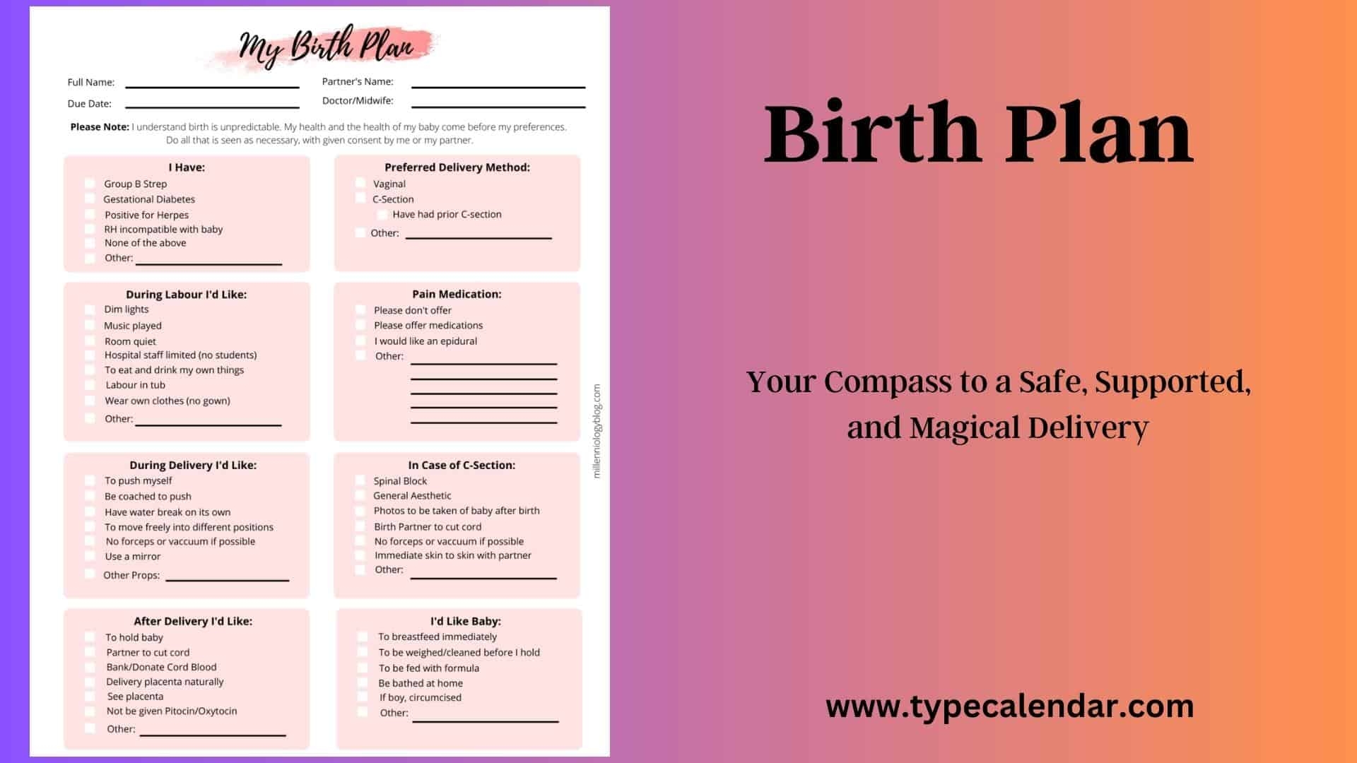 birth plan pdf template