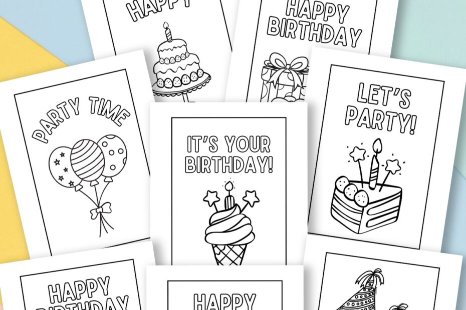 Free Printable Birthday Cards To Colour Gathering Beauty
