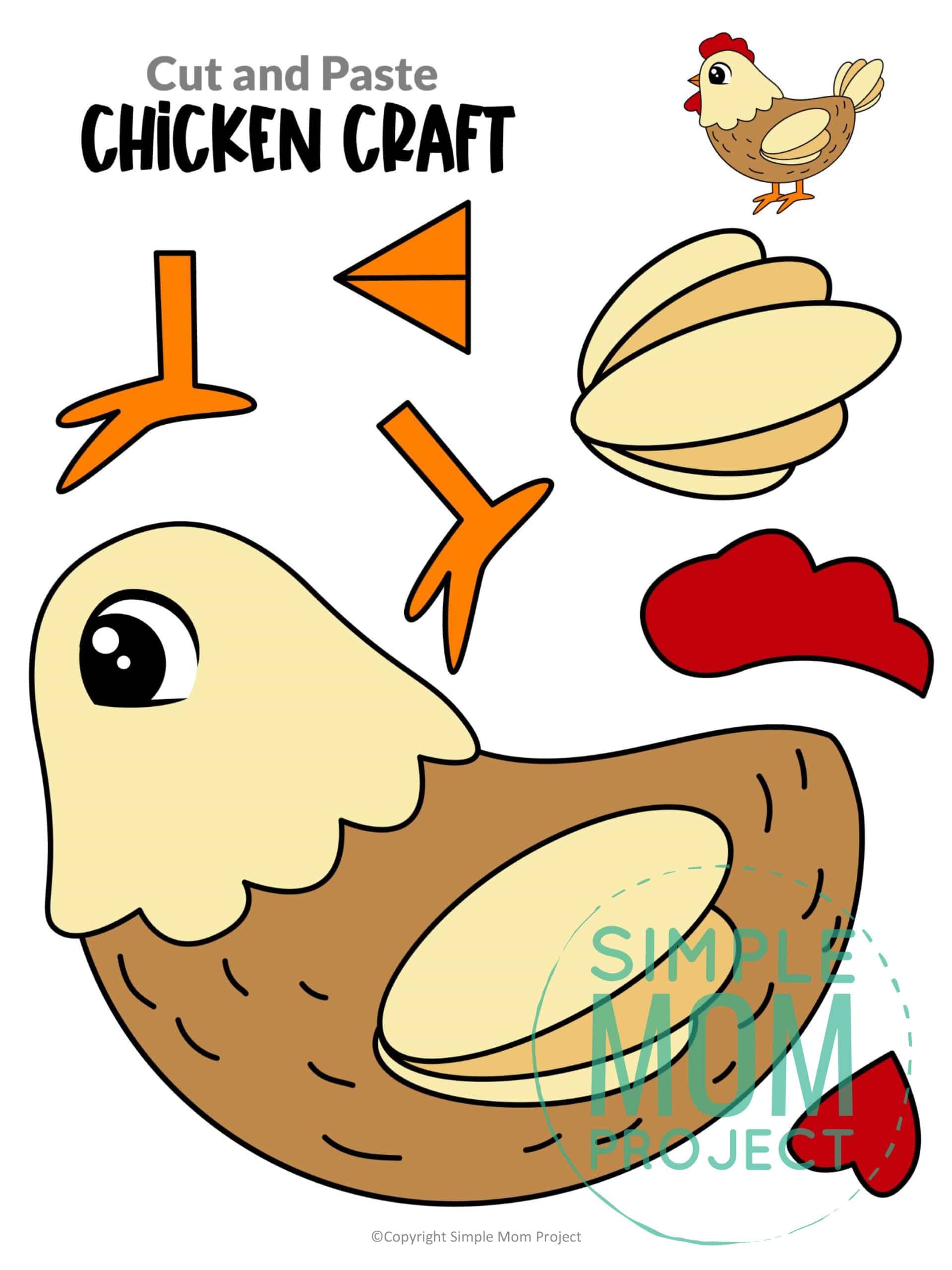 Free Printable Chicken Craft Template Simple Mom Project
