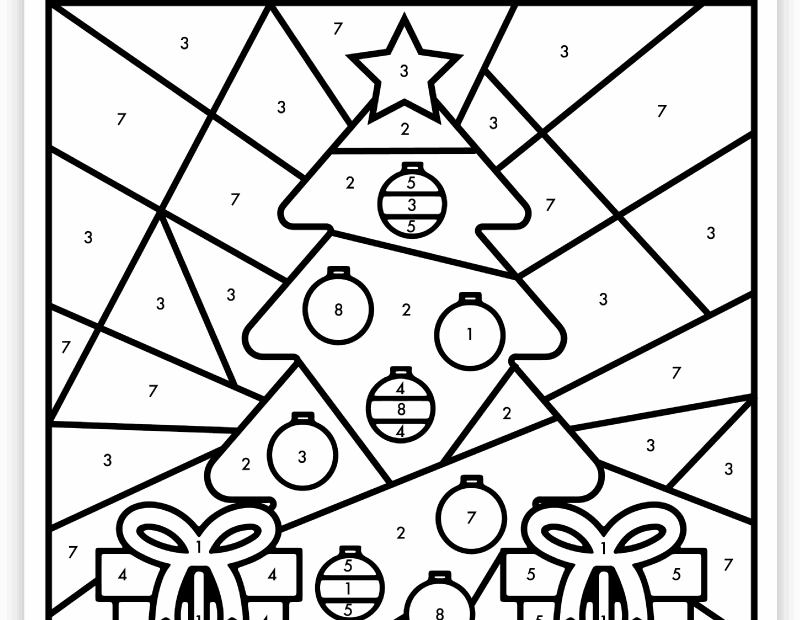 Free Printable Christmas Color By Number Worksheet Pjs And Paint Worksheets Library