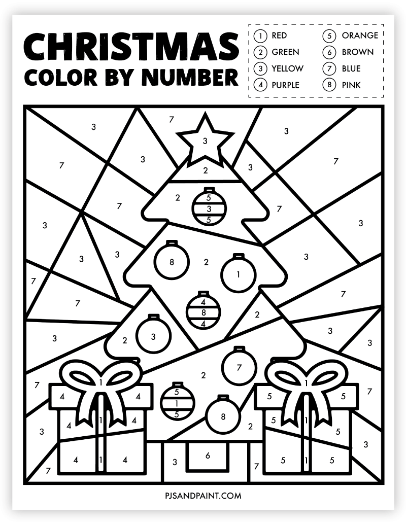 Free Printable Christmas Color By Number Worksheet Pjs And Paint Worksheets Library