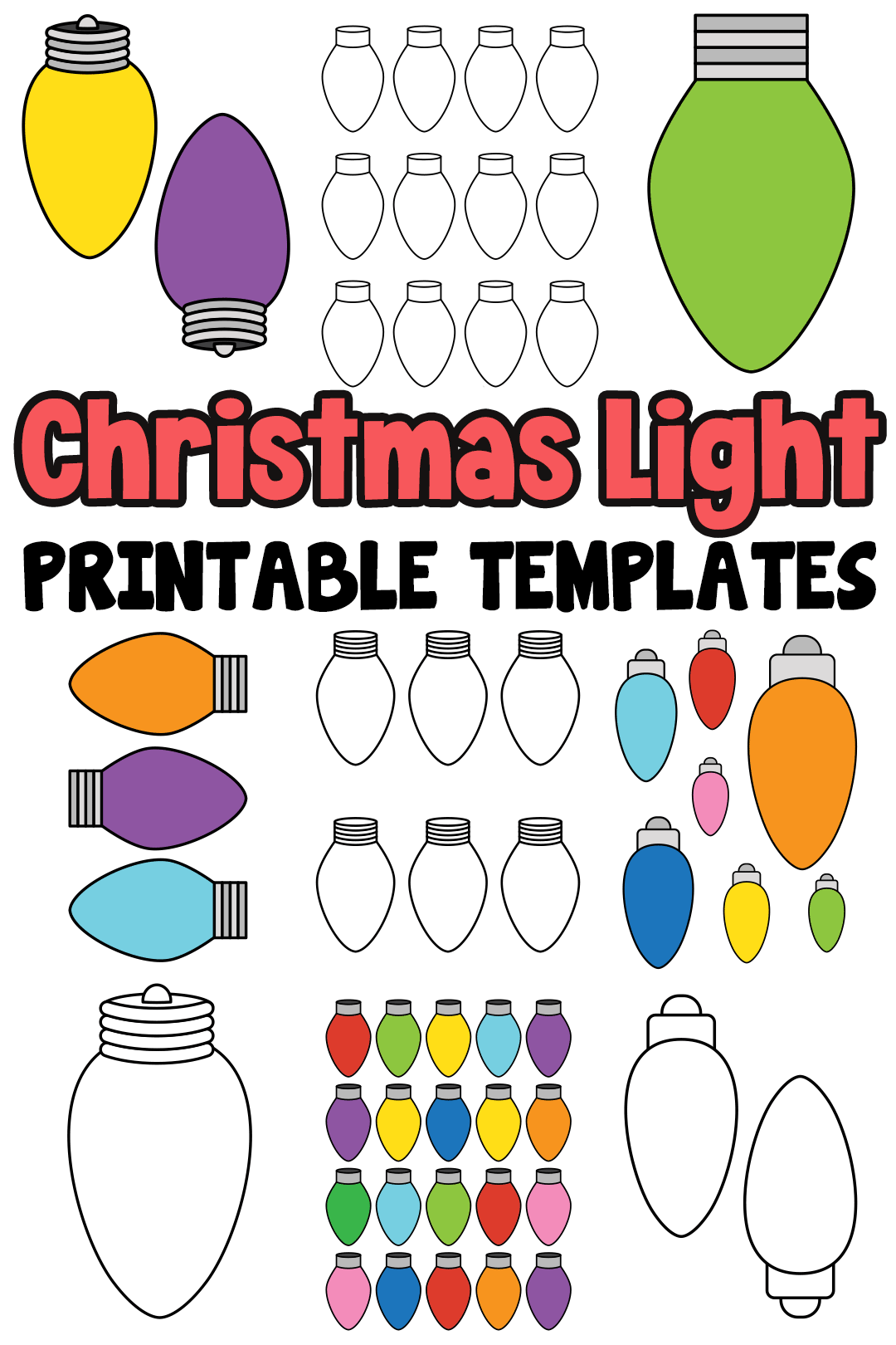 free printable christmas light bulb template