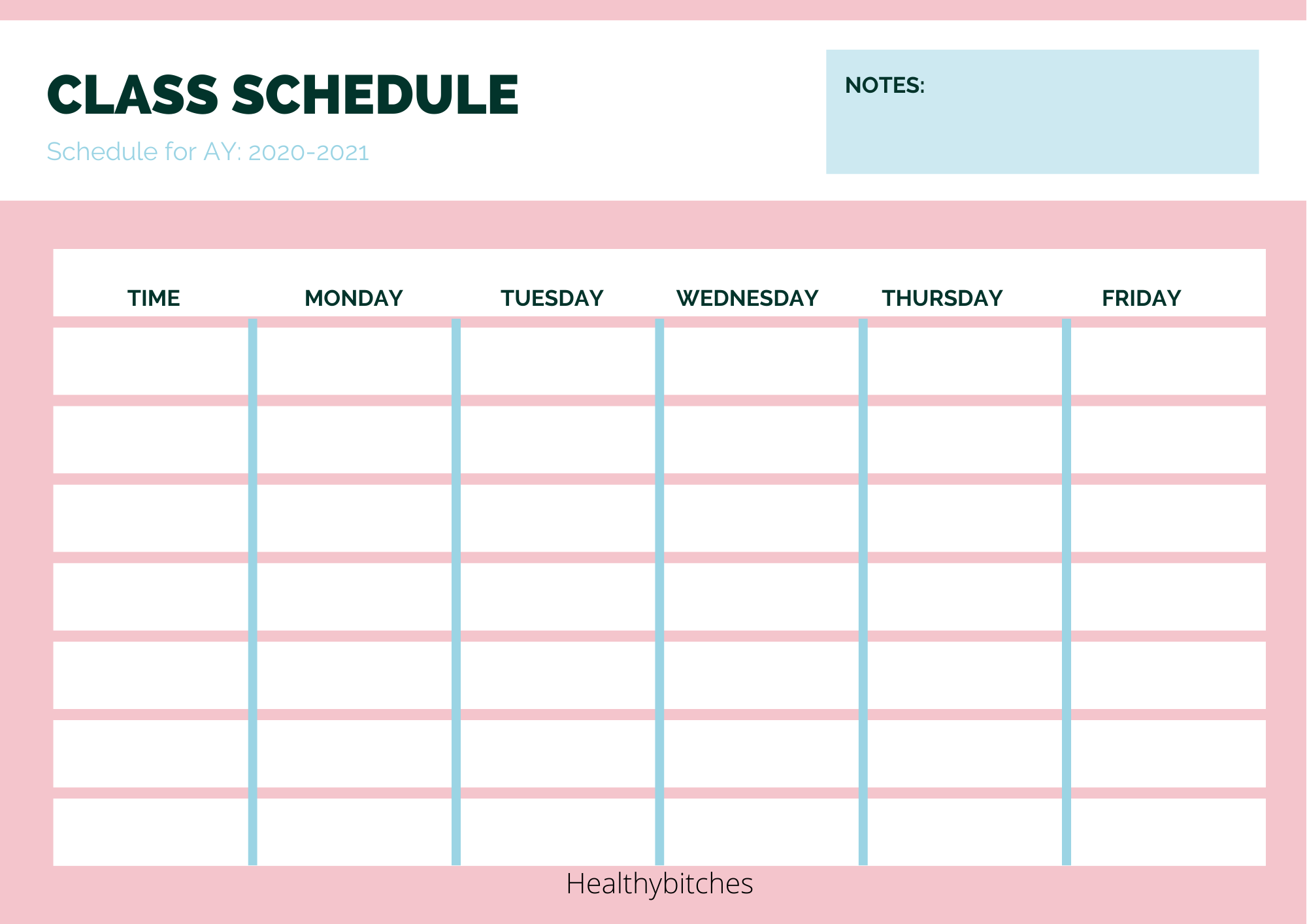 Free Printable Class Schedule Templates For School