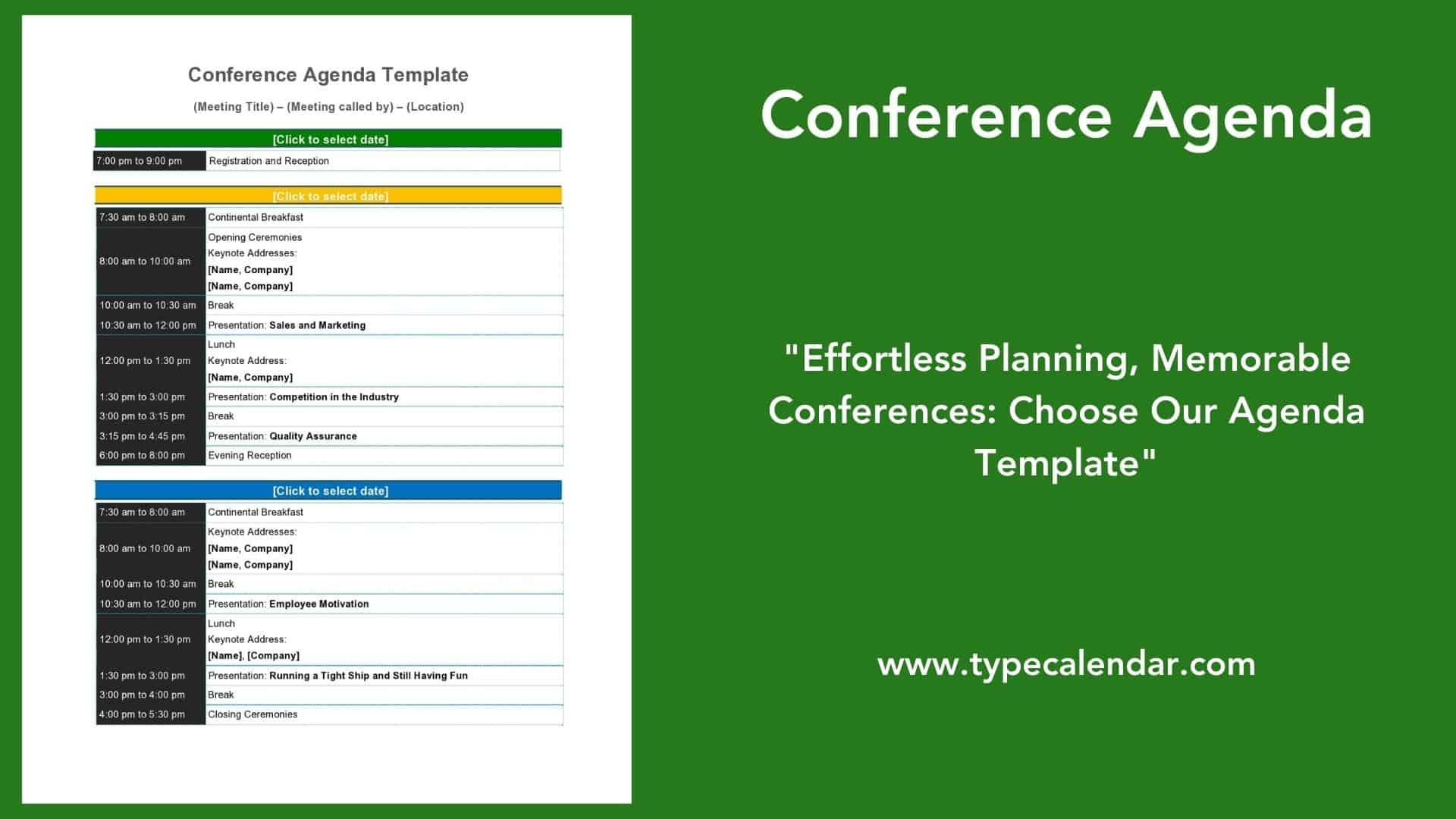 Free Printable Conference Agenda Templates Word Excel PPT 1 2 3 Day