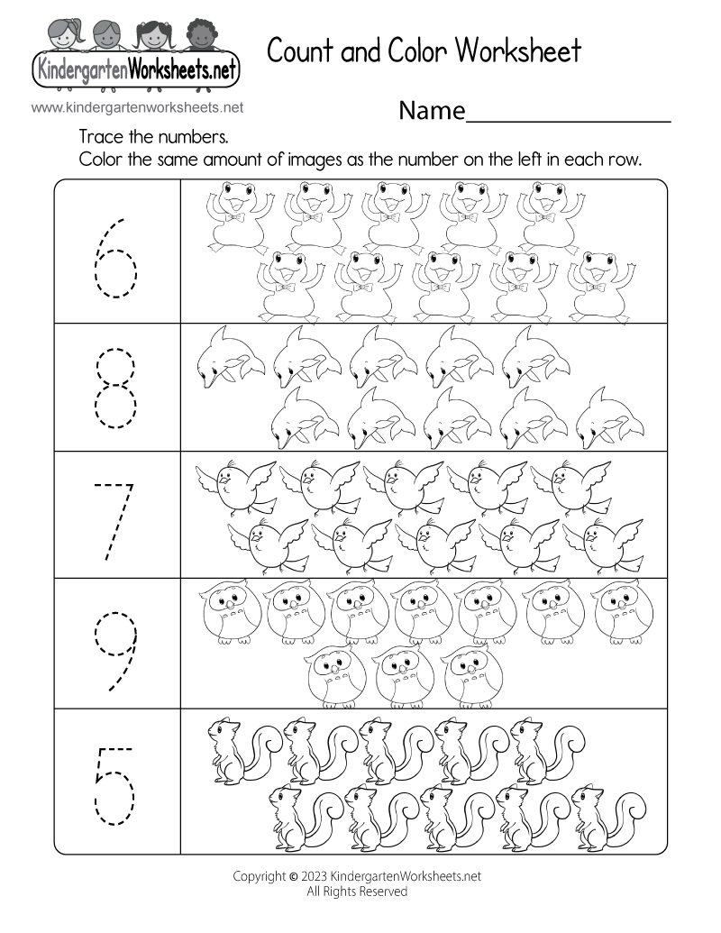 Free Printable Count And Color Worksheet