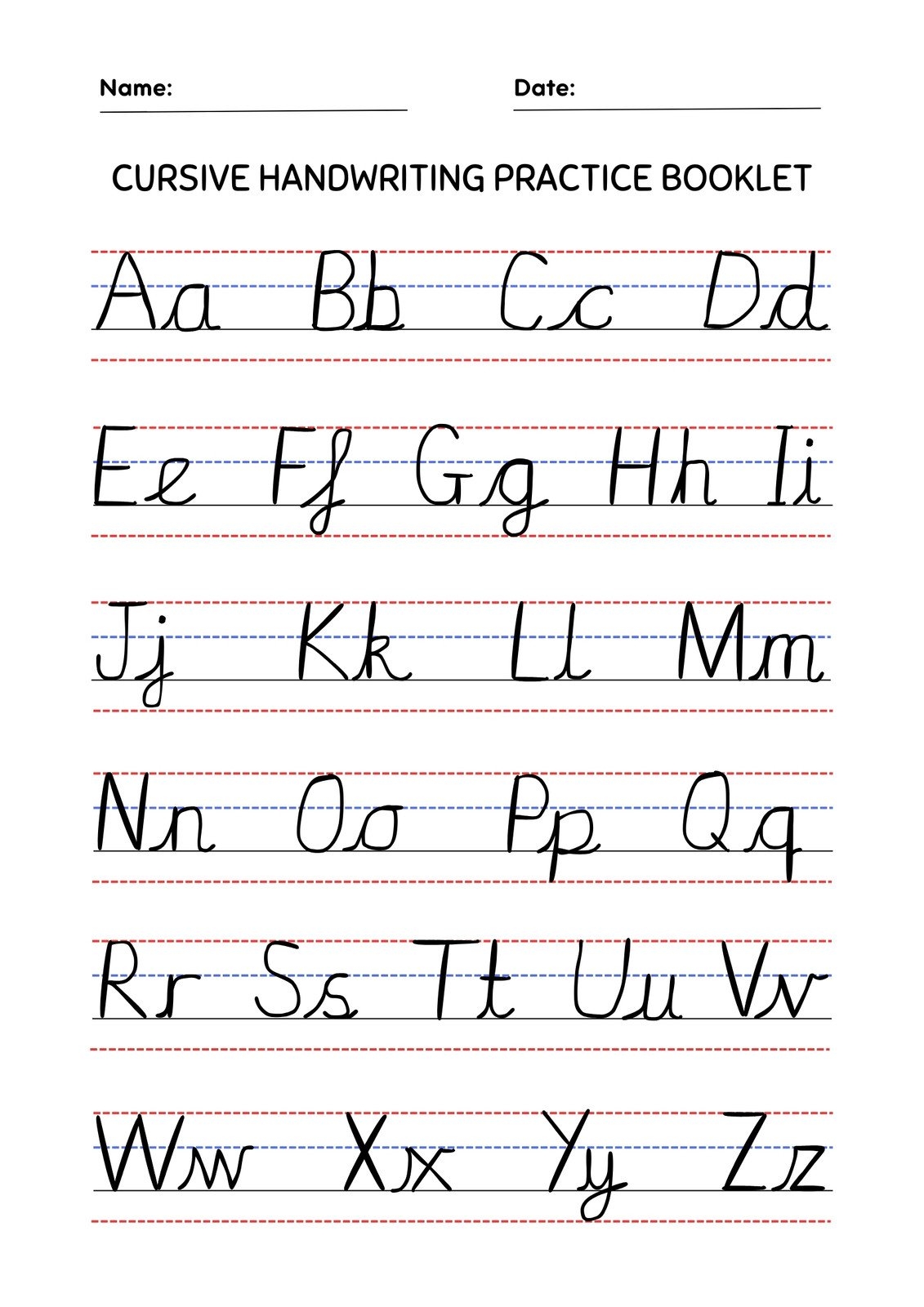 free printable cursive writing worksheets