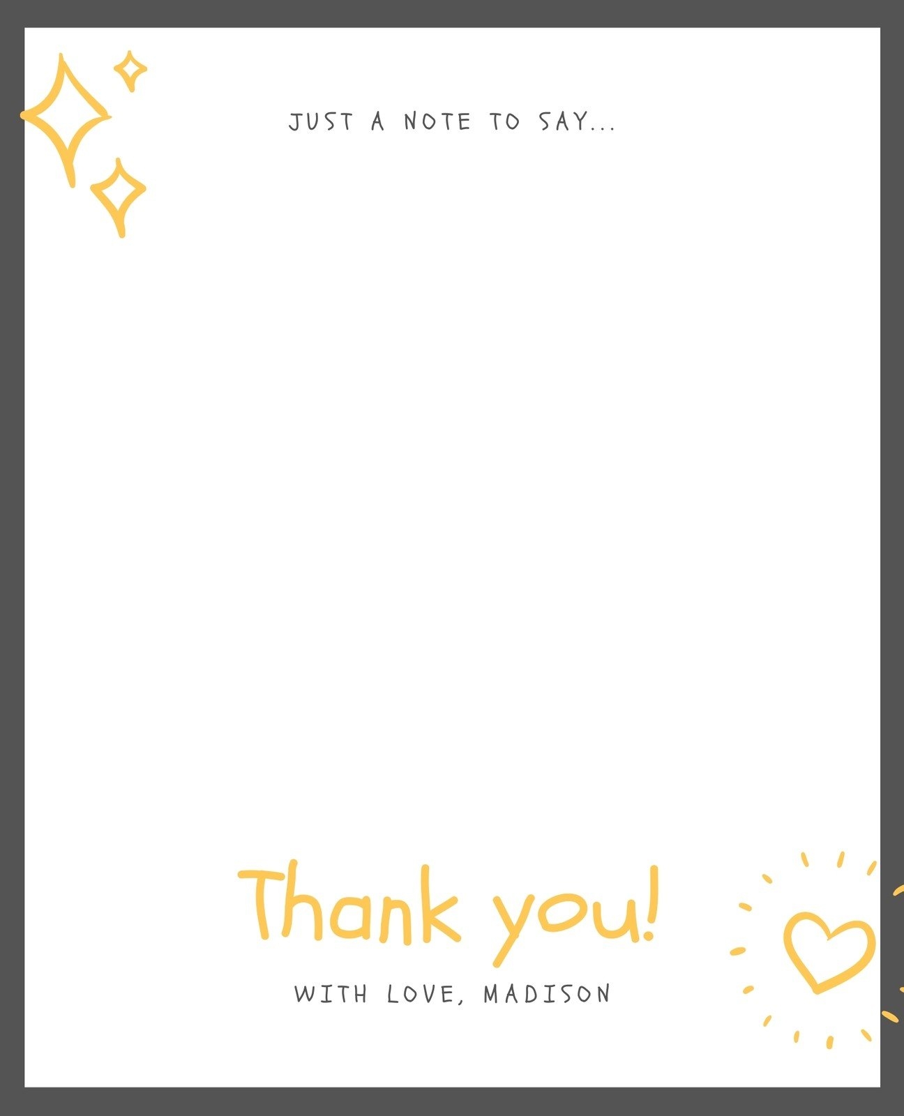 thank you note template printable