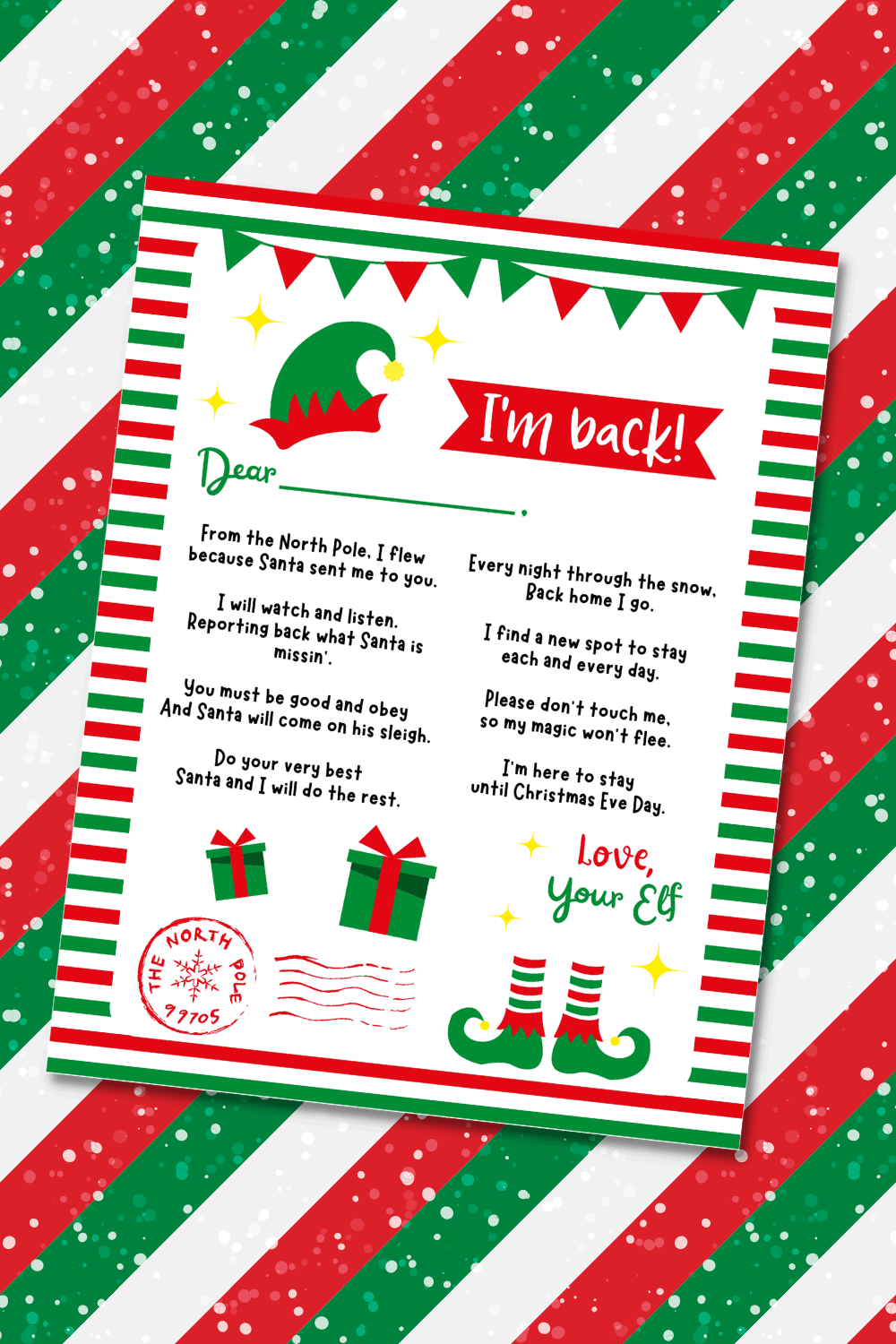 free printable elf on shelf arrival letter