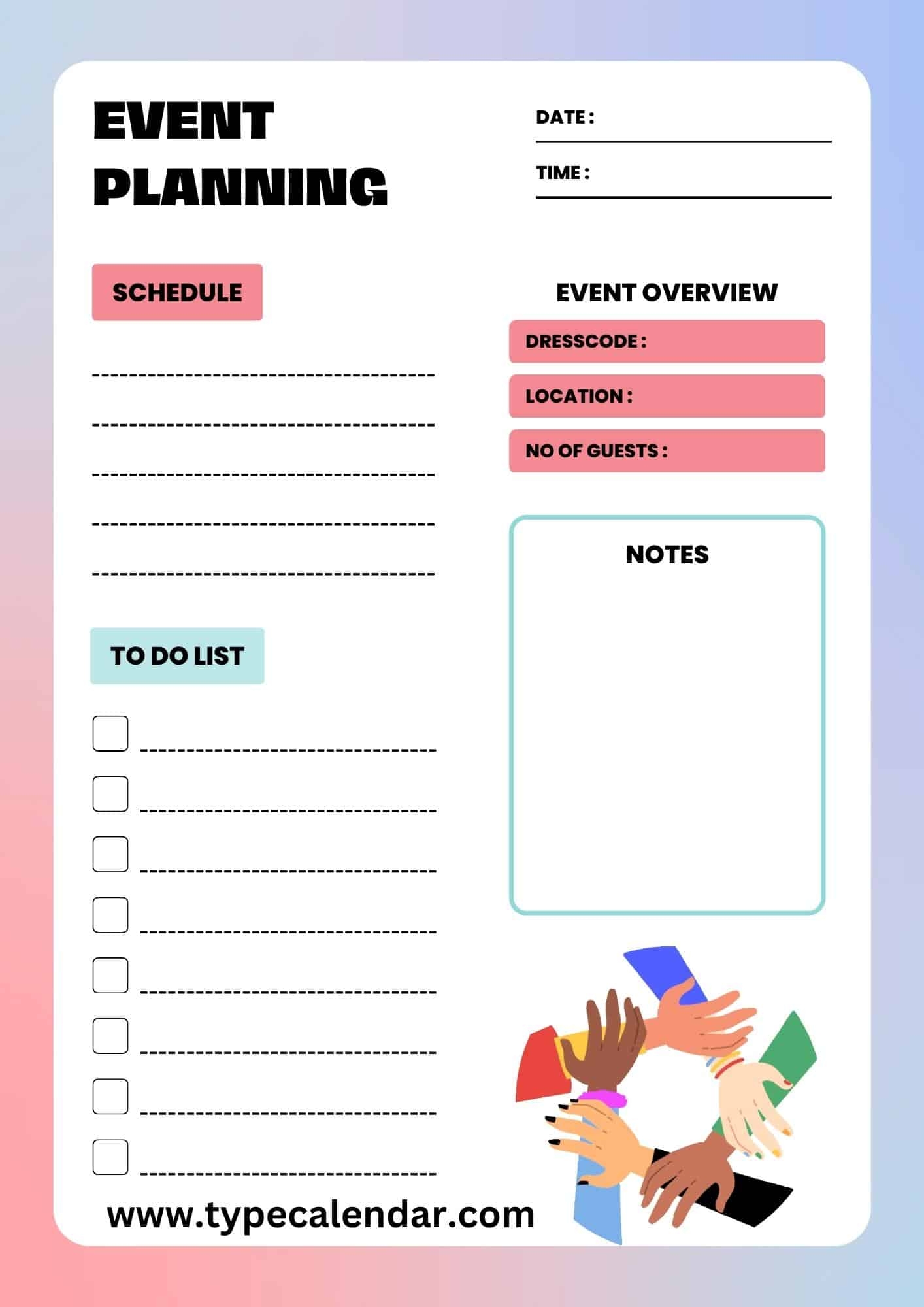 event planning template doc