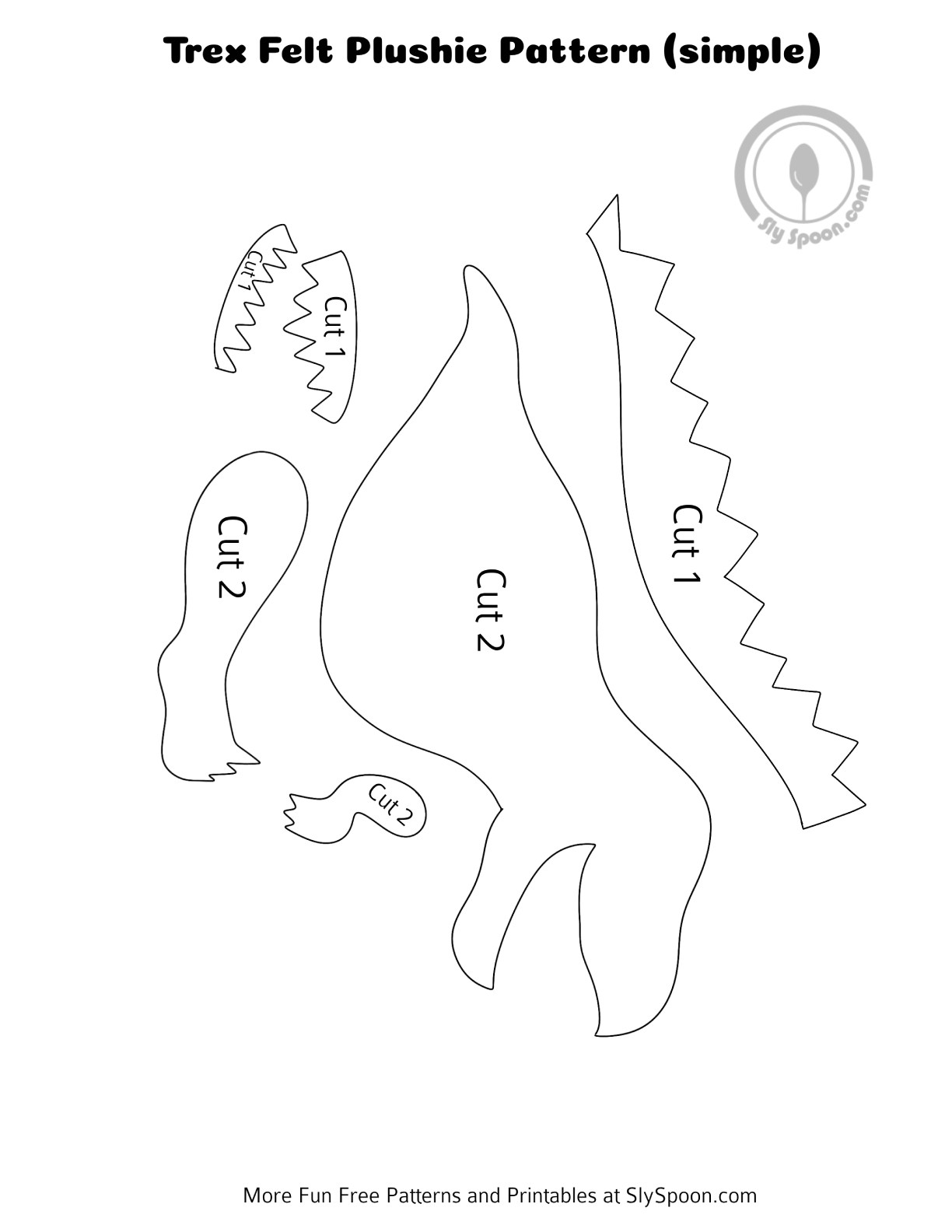 Free Printable Felt Trex Dinosaur Pattern Great For Beginners 