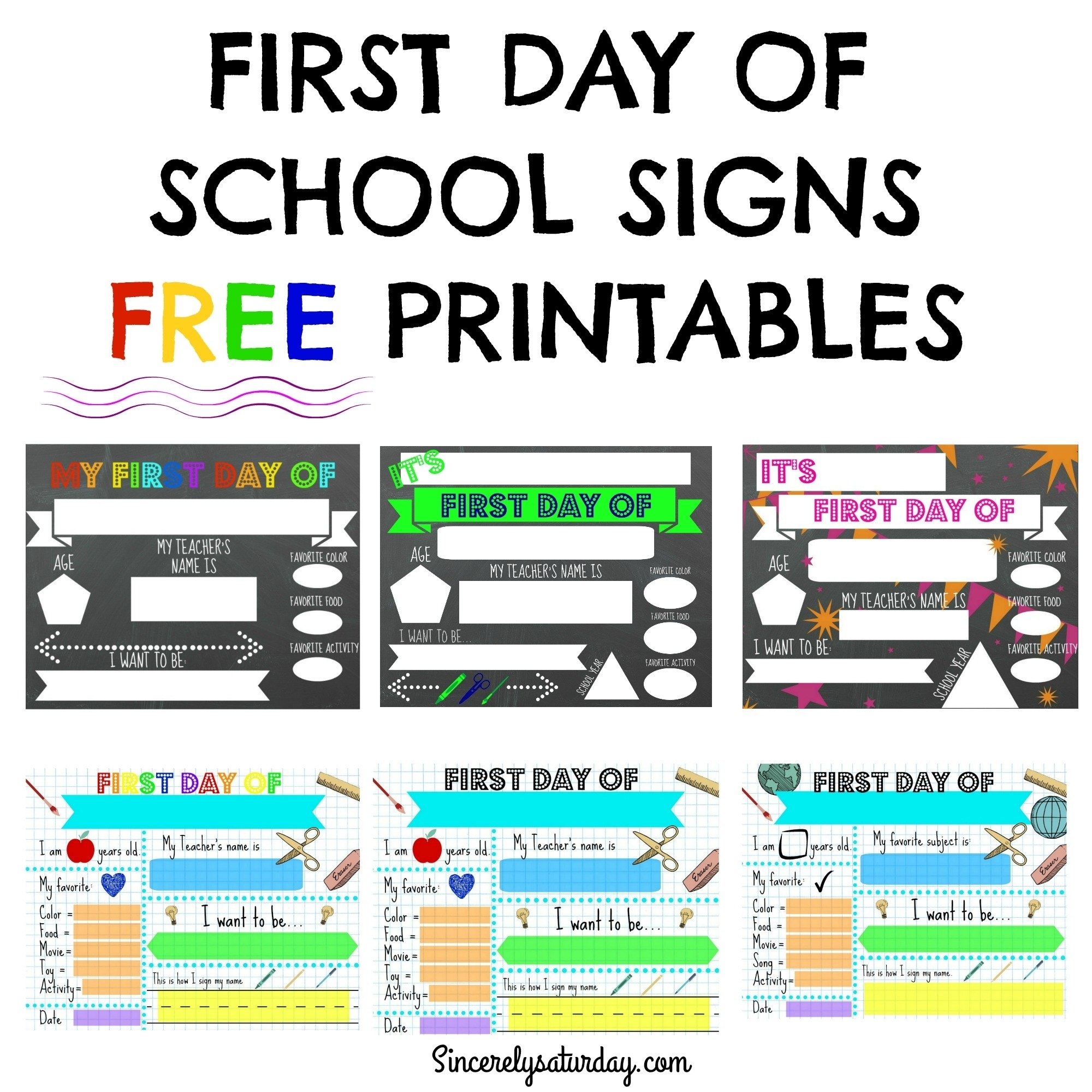 first day of kindergarten printable