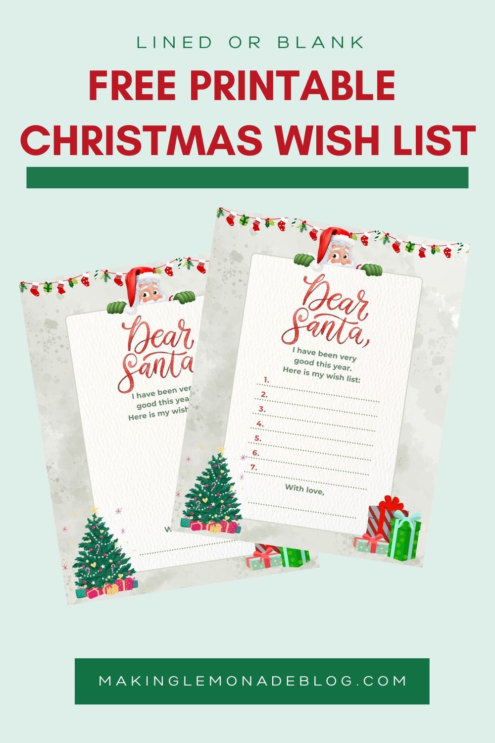 christmas wishlist template free printable