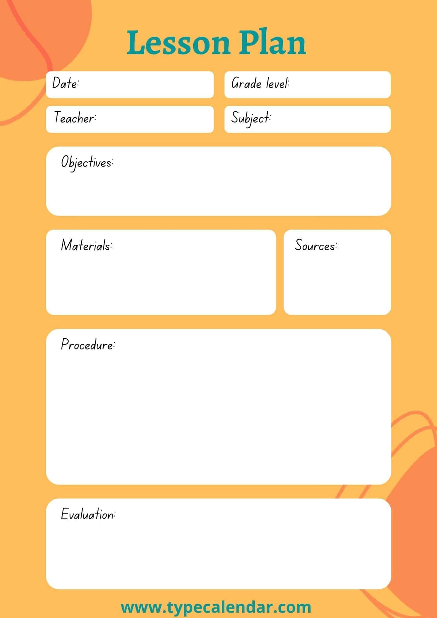 lesson plan template kindergarten