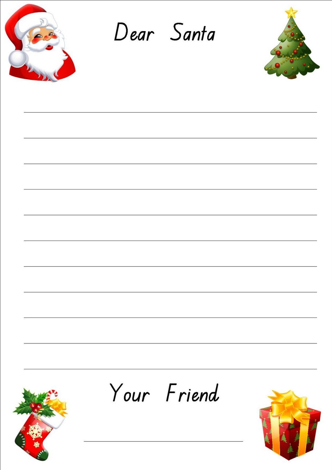 Free Printable Letter To Santa Paper Worksheets Library