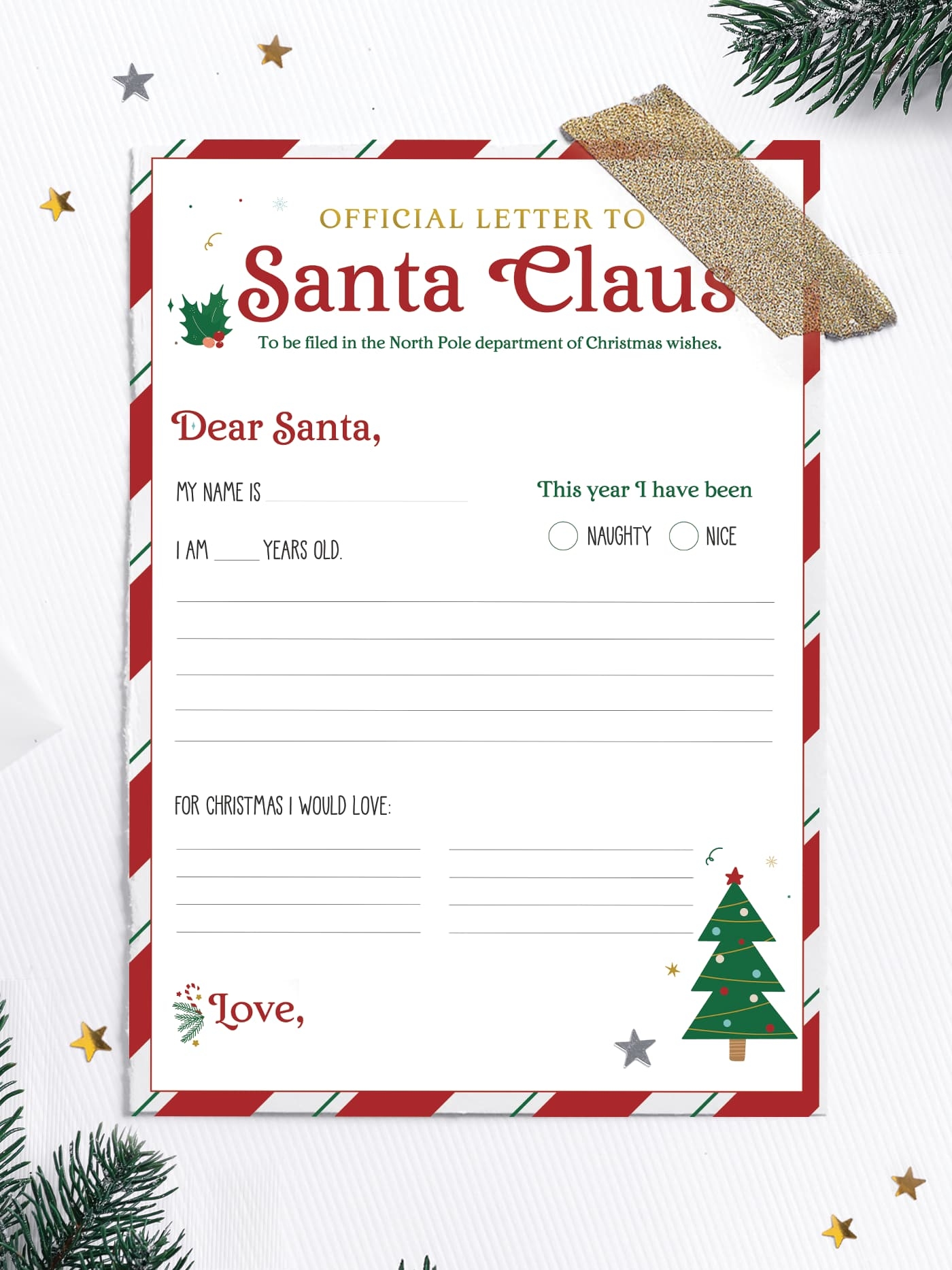 free santa list printable