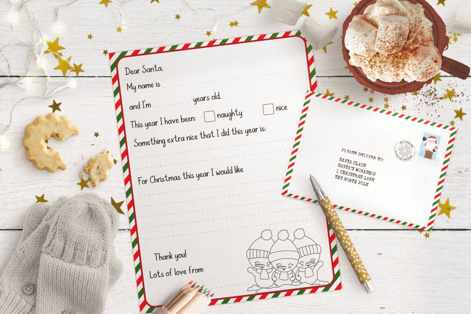 Free Printable Letter To Santa U0026 Matching Envelope The Party Bloc