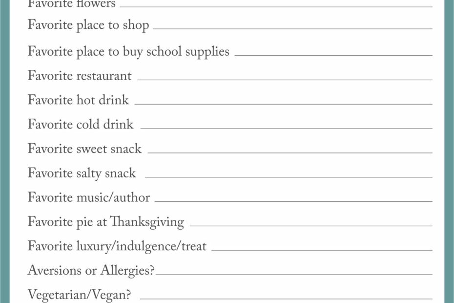 Free Printable My Favorite Things List Printable Printable Story Prompts