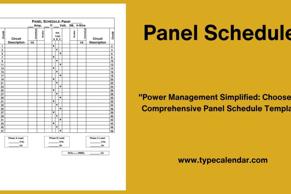 Free Printable Panel Schedule Templates PDF Excel Sample