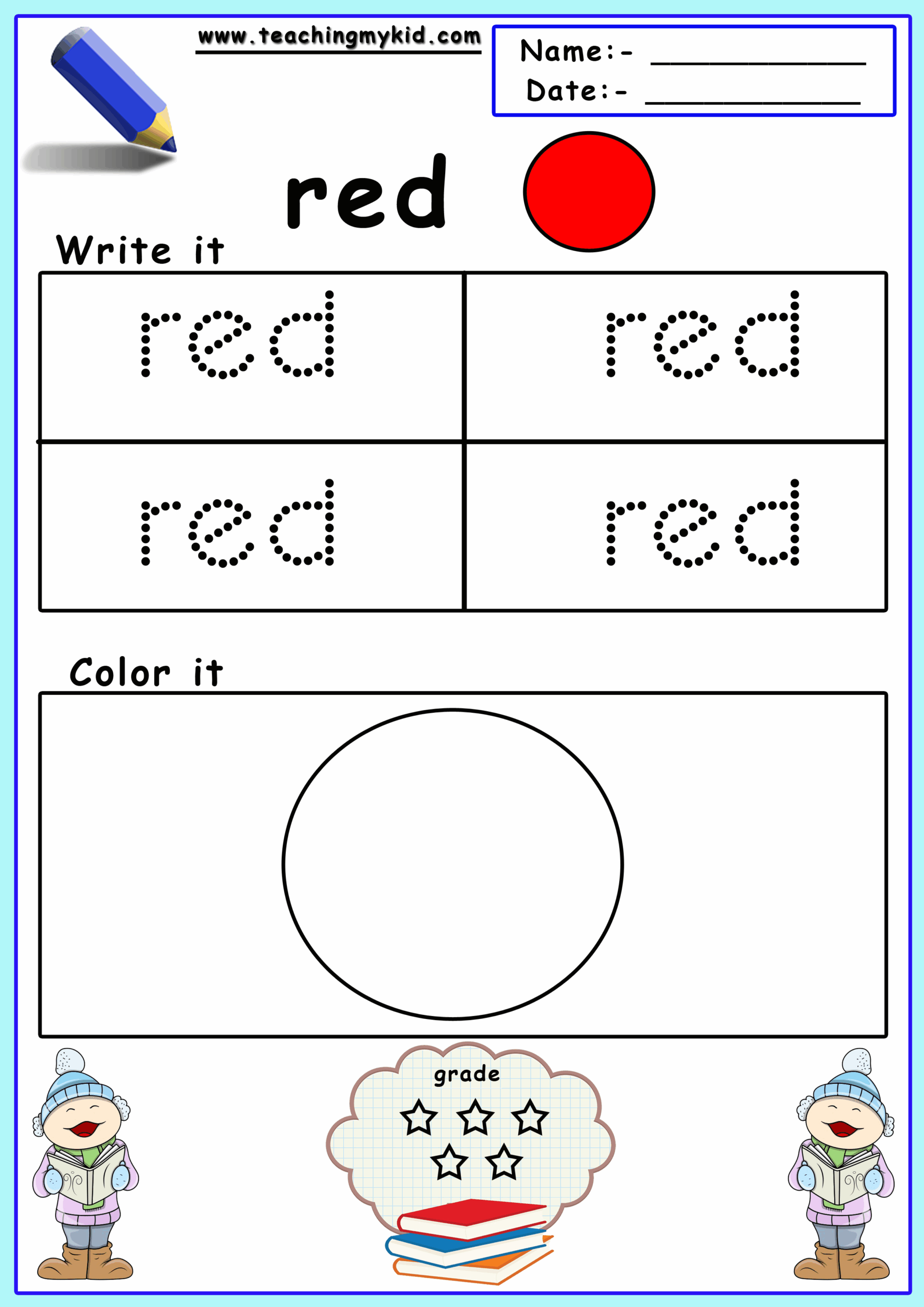 preschool color worksheets