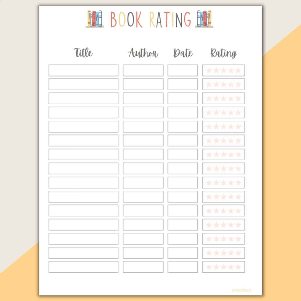 book log printable