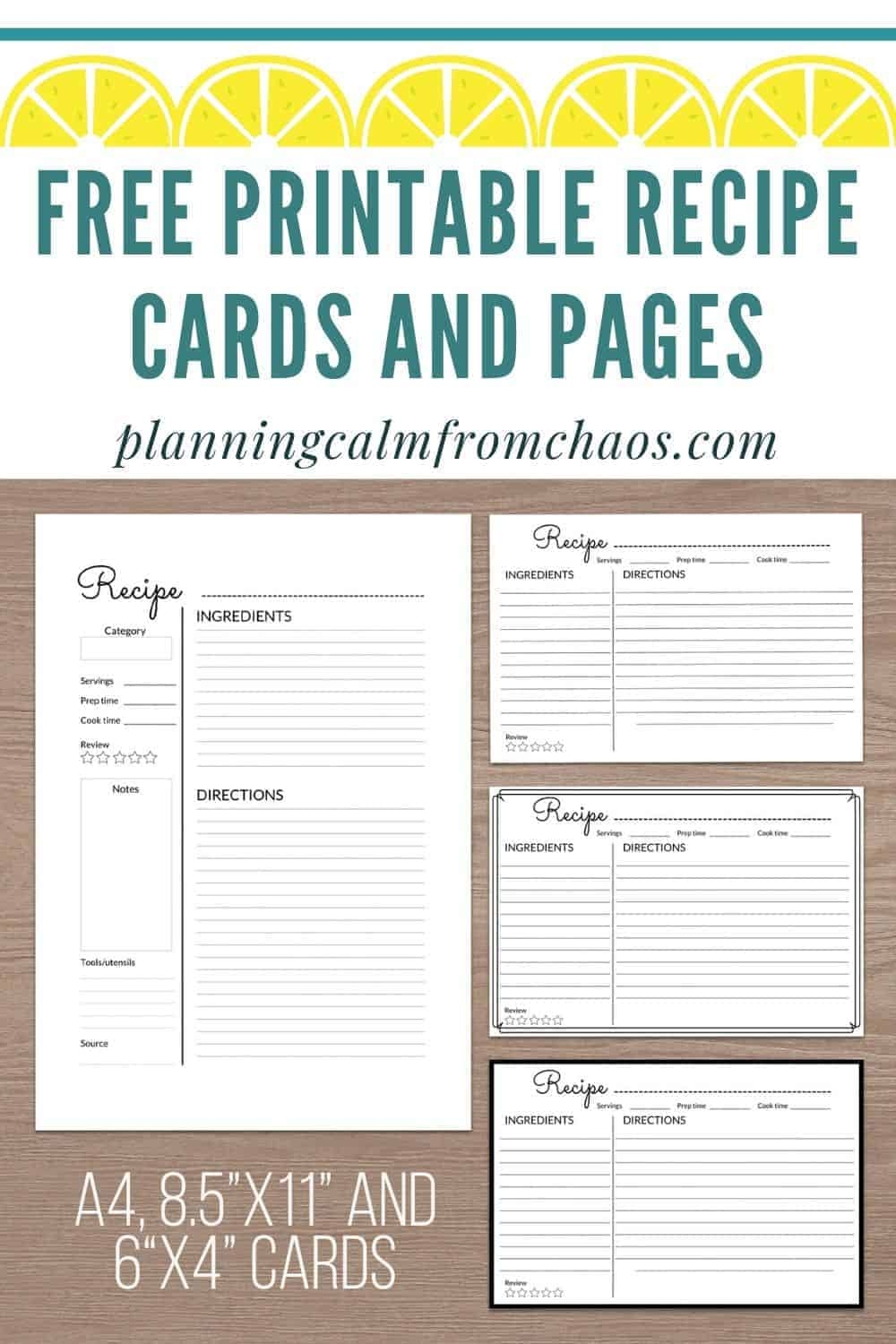 printable editable recipe card template