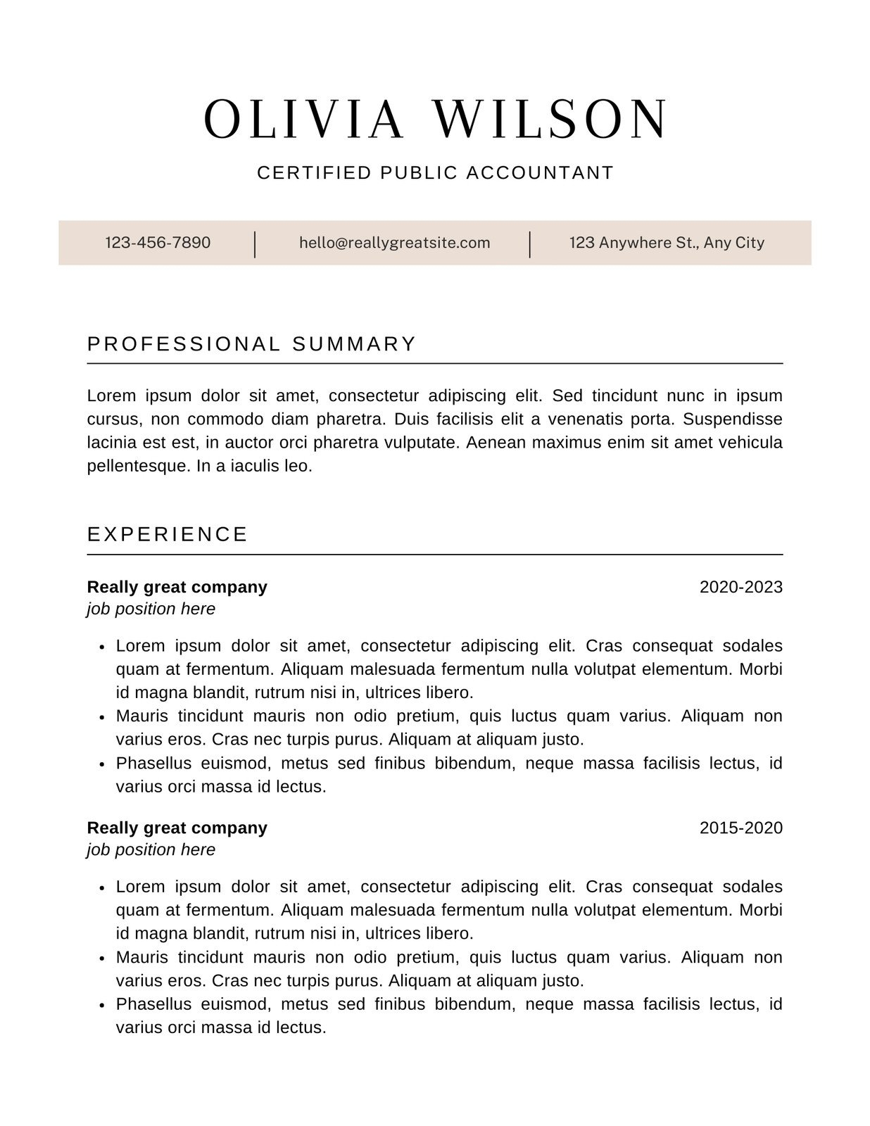free printable resume