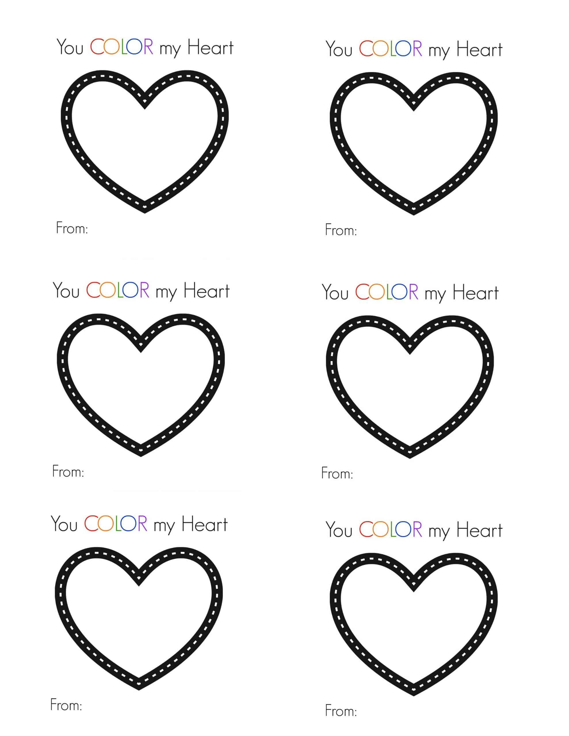 Free Printable Valentine You Color My Heart Suburban Wife 