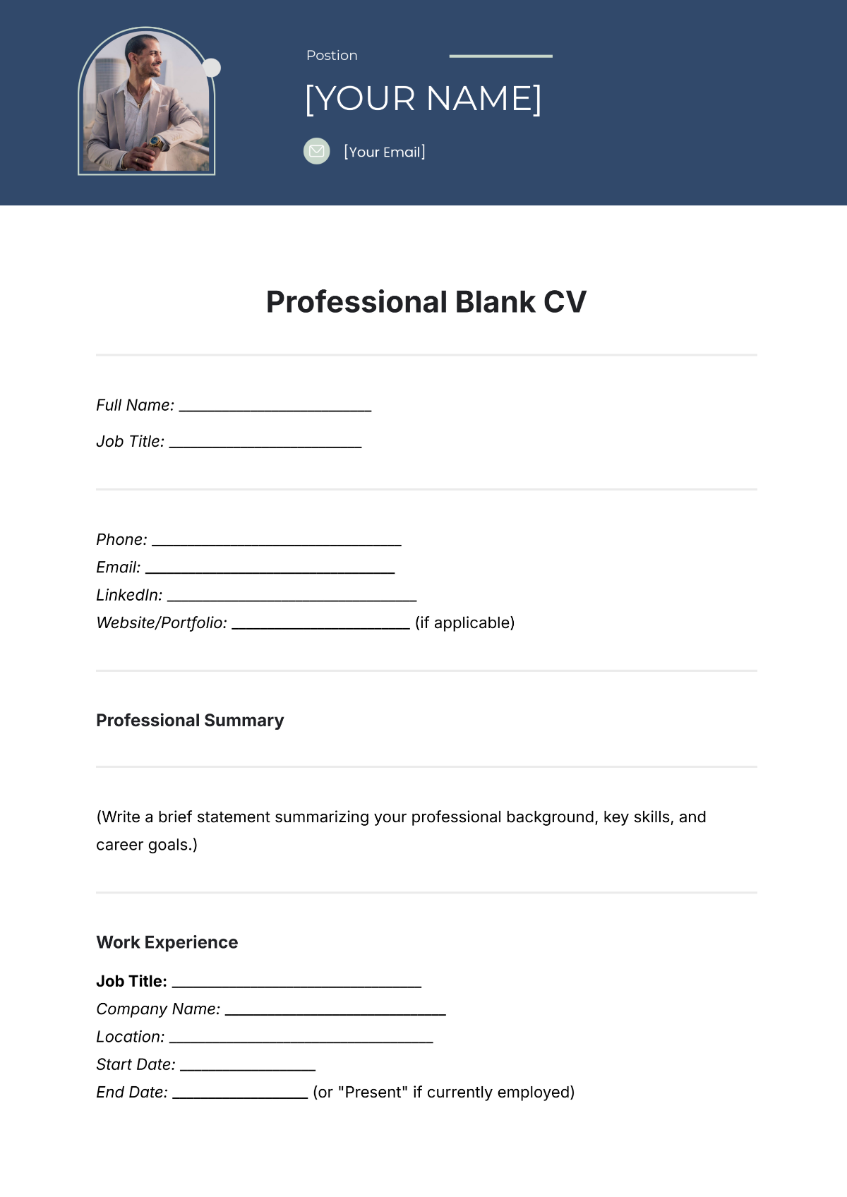blank printable resume template