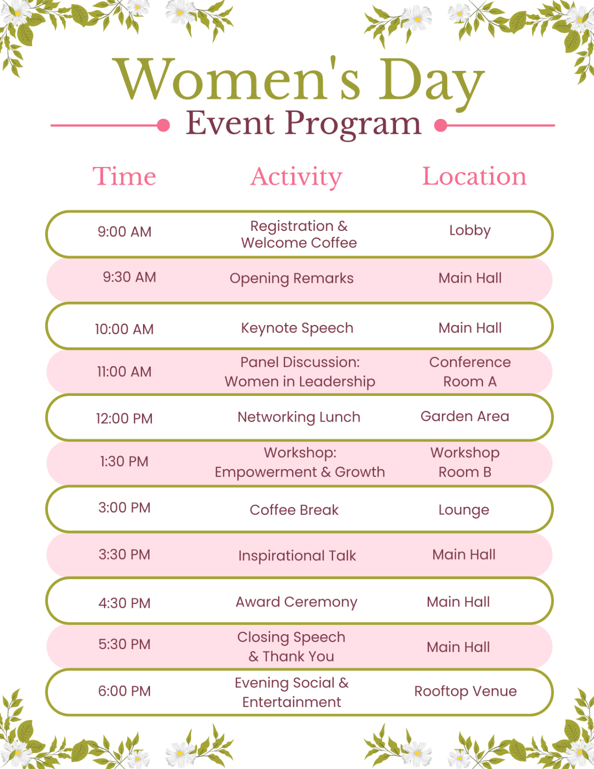 Free Program Templates Editable And Printable
