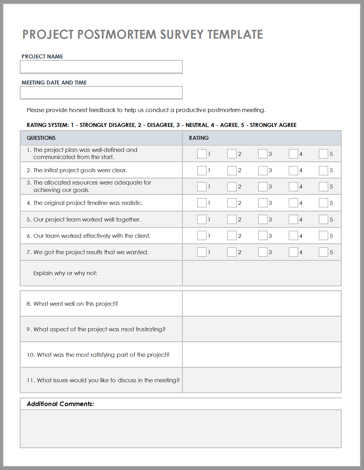 Free Project Post mortem Templates Smartsheet