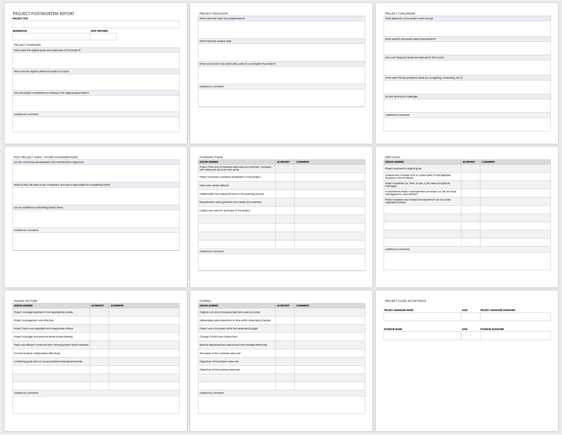 Free Project Post mortem Templates Smartsheet